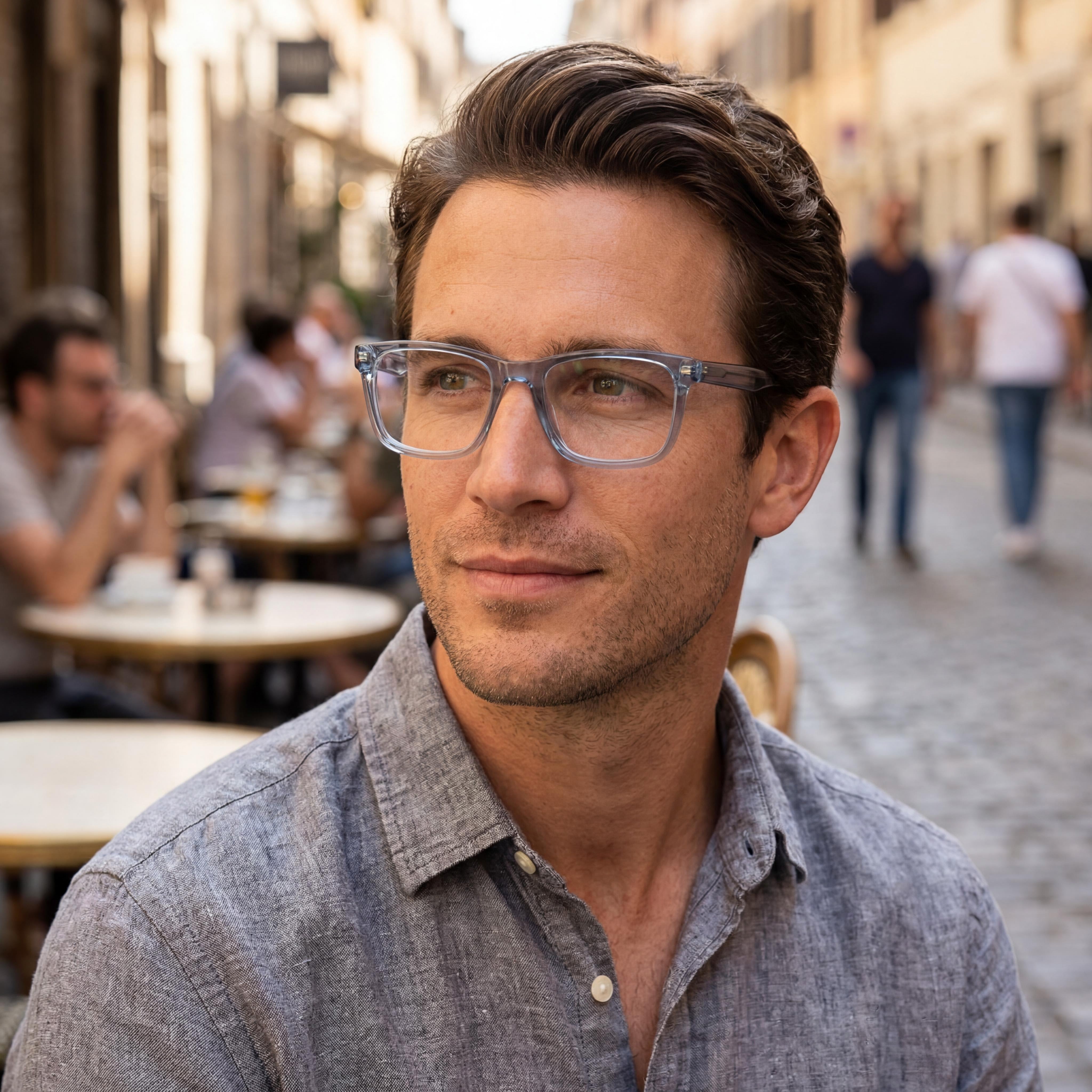 Hugo Boss Boss 1354/U Men's Blue Plastic Frame Clear Polycarbonate Lenses Eyewear 55mm Lens Width, Photo 5