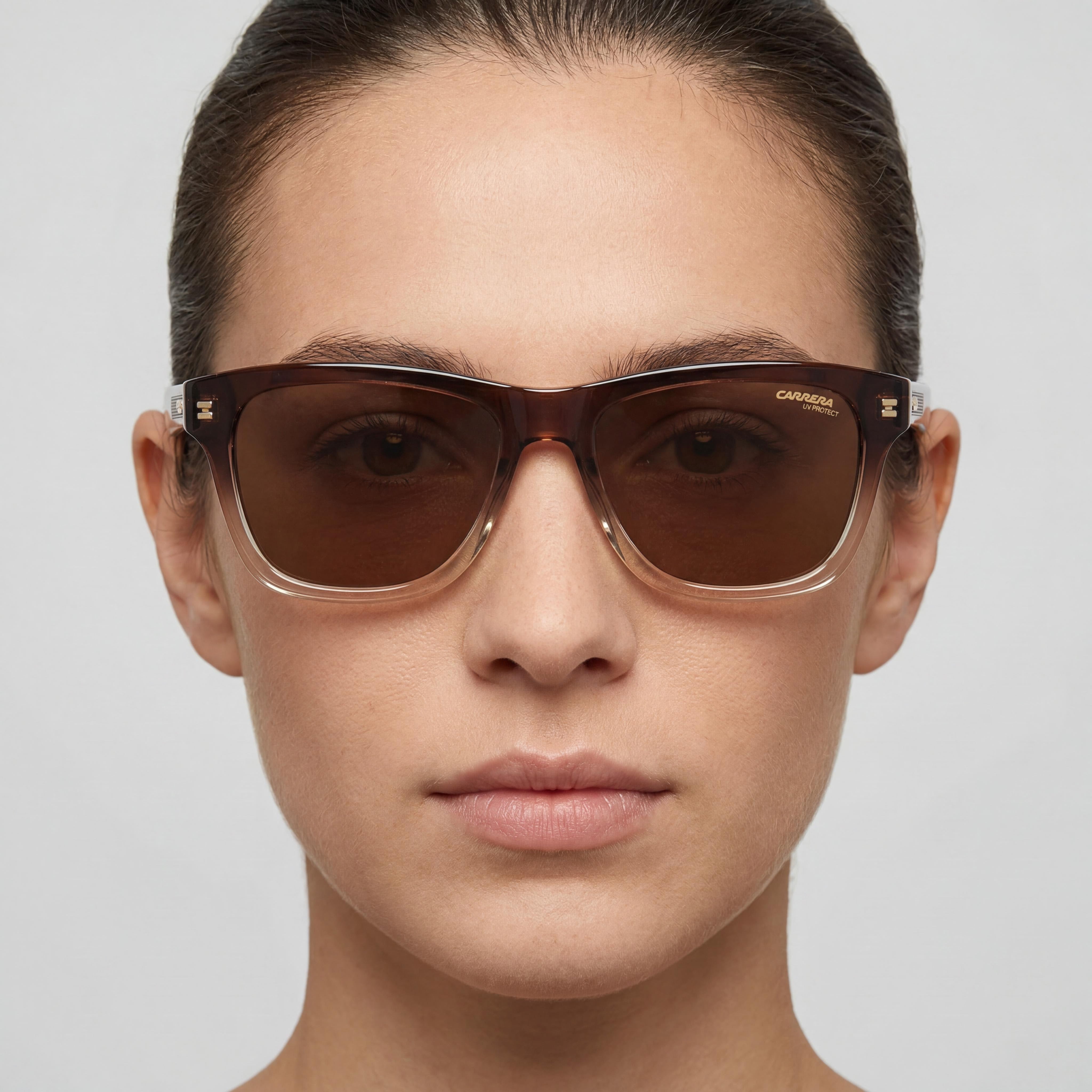 Carrera 266/S Unisex Square Acetate Non-Polarized Sunglasses Brown Beige Frame Brown Lenses 53-17-150, Photo 4