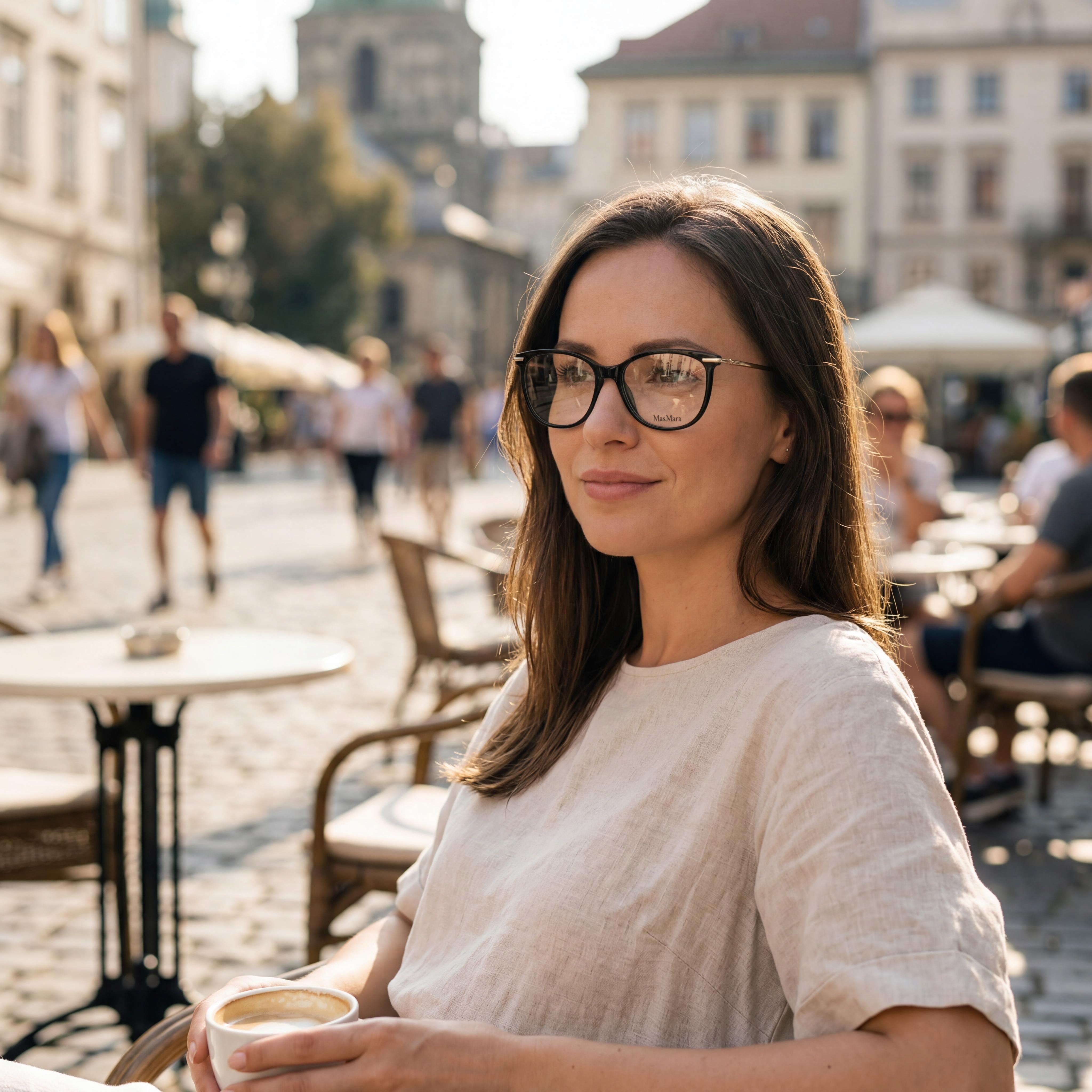 MaxMara Casual Women's Shiny Black Plastic Frame Eyeglasses with Transparent Plastic Lenses 54-15-135, Photo 4
