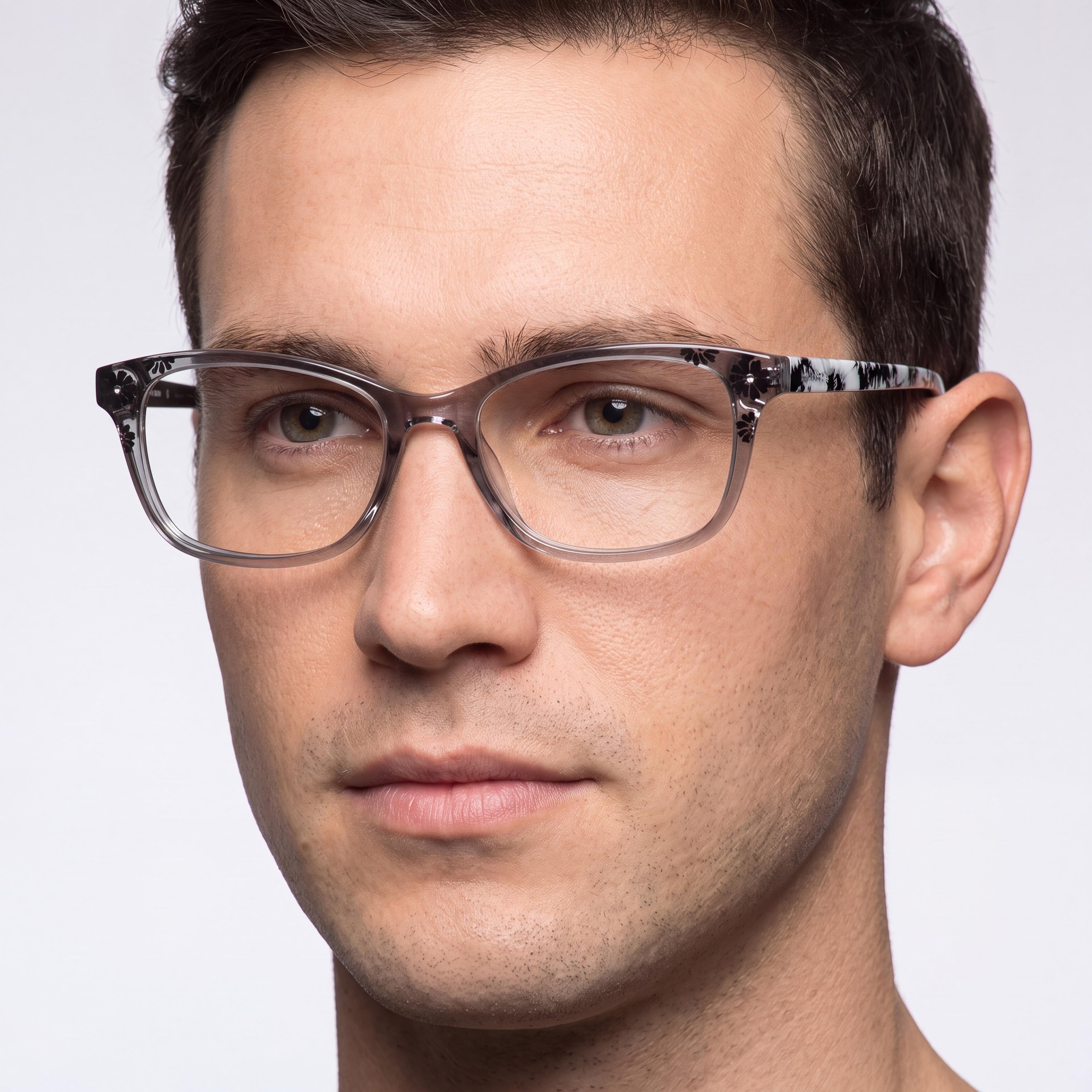 bebe BB5163 Women's Cat Eye Full Rim Plastic Prescription Eyeglasses Grey Crystal Floral 55-17-135mm, Photo 2