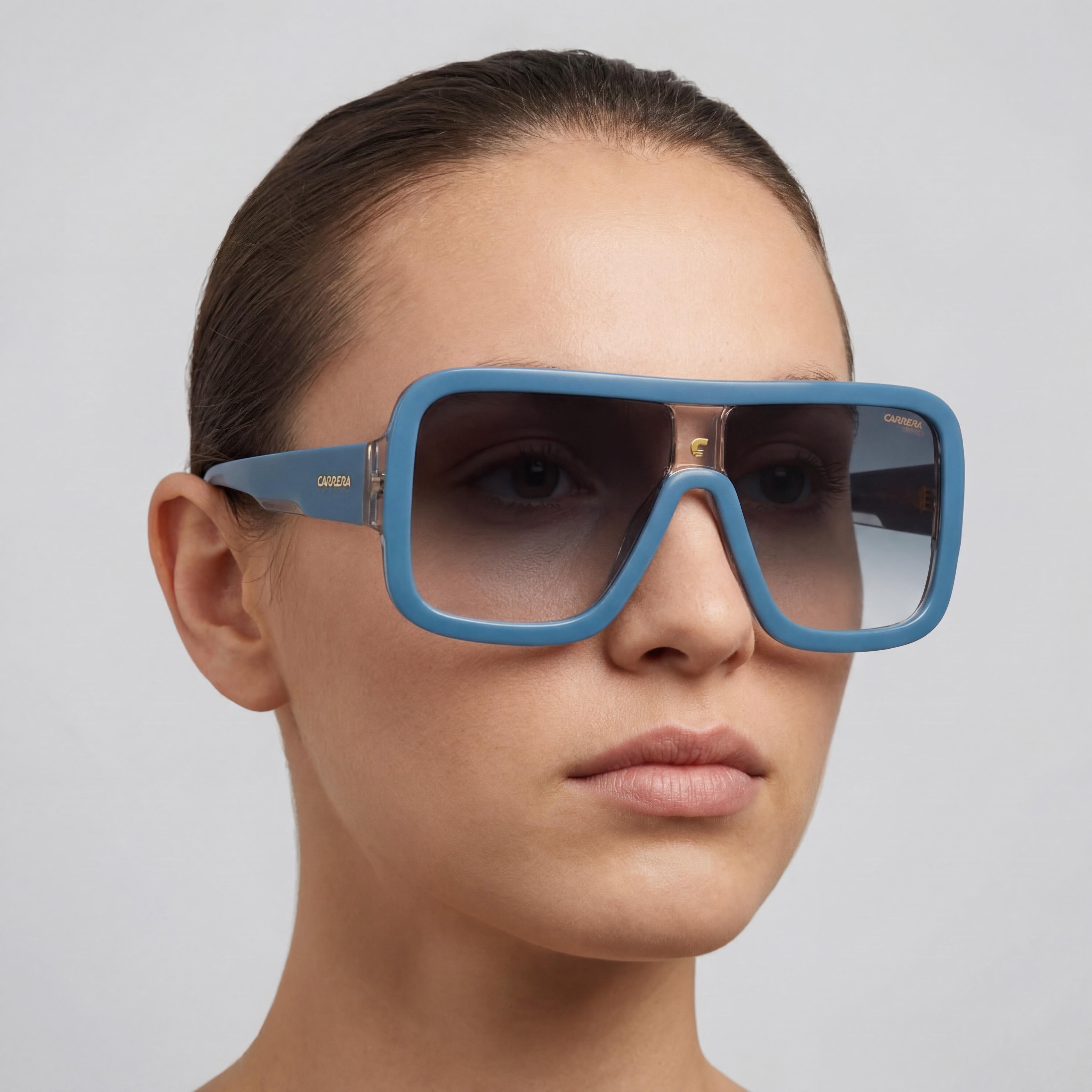 Gafas de sol Carrera Classic unisex de acetato, policarbonato, protección UV, color azul, beige y gris oscuro, 62 mm, Photo 4