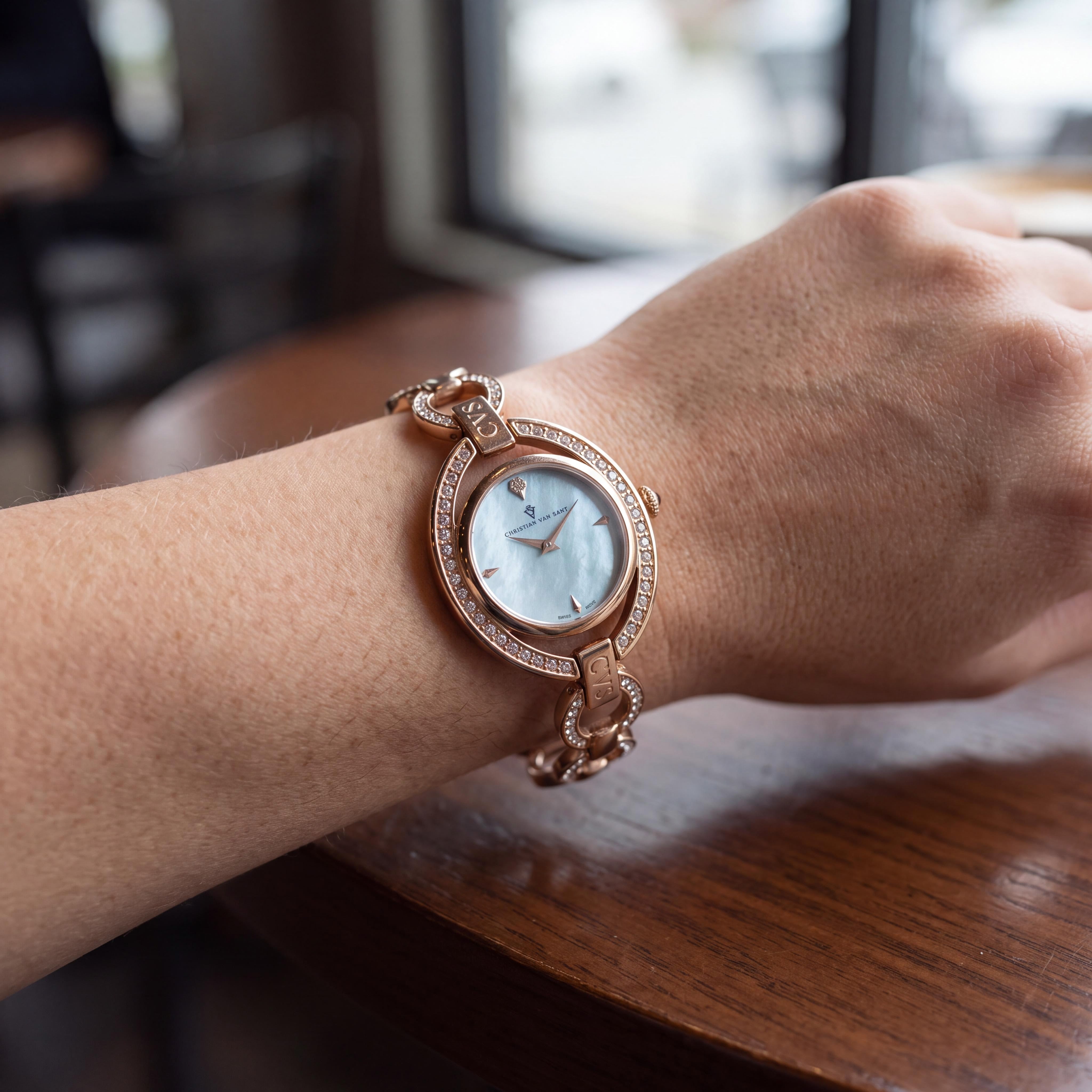 Christian Van Sant CV2935 Women's Rose Gold Stainless Steel Watch with Blue Dial and Quartz Movement, Photo 3