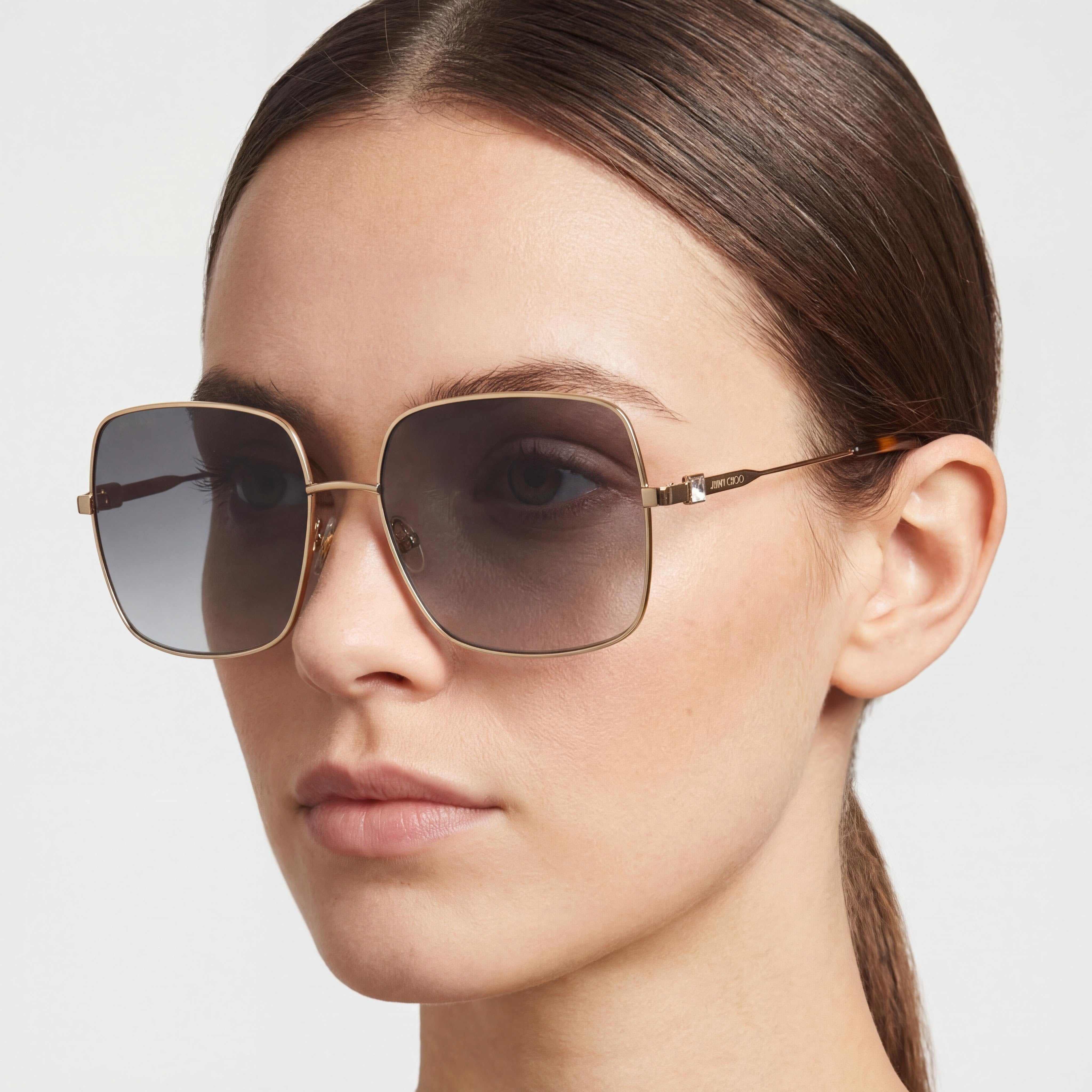 JIMMY CHOO Classic Women's Stainless Steel Rose Gold Polycarbonate UV Protection Sunglasses 58-16-145, Photo 5
