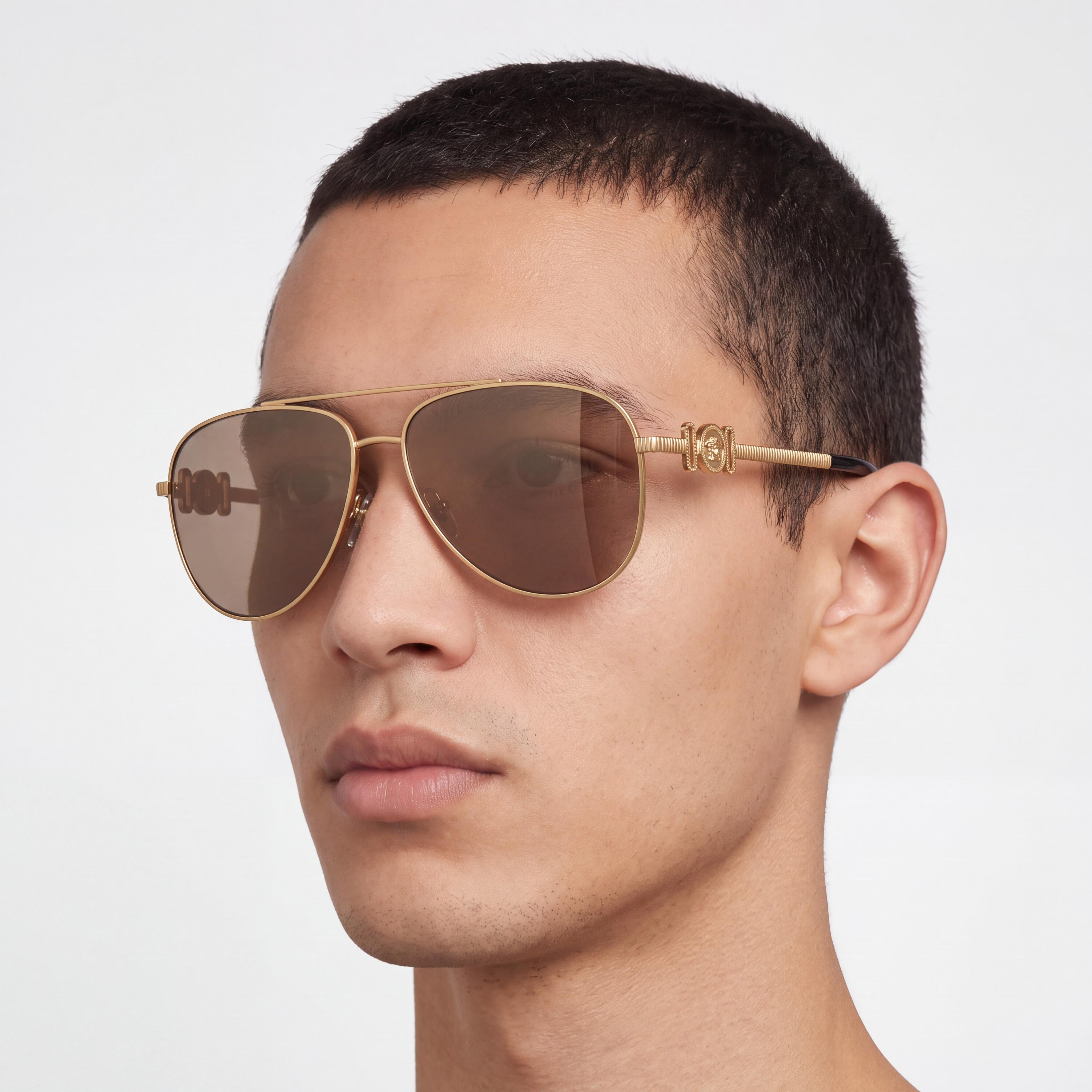 Versace Contemporary Unisex Multi-Coloured Metal Full Rim Brown Mirror Lens UV Protected Sunglasses 52mm, Photo 5
