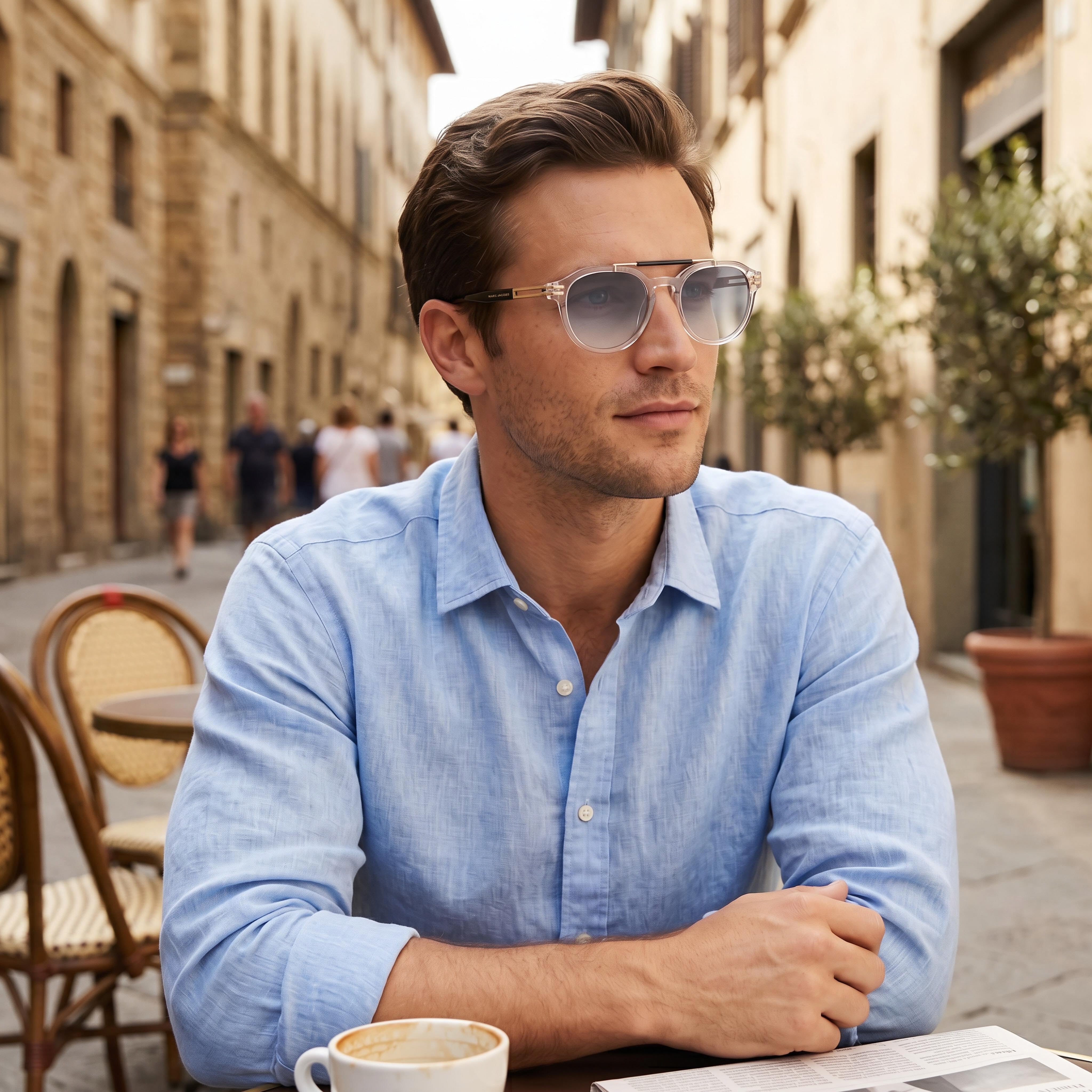 Marc Jacobs Classic Men's Crystal Acetate Dark Grey Shaded Non-Polarized UV 400 Sunglasses 52mm, Photo 6