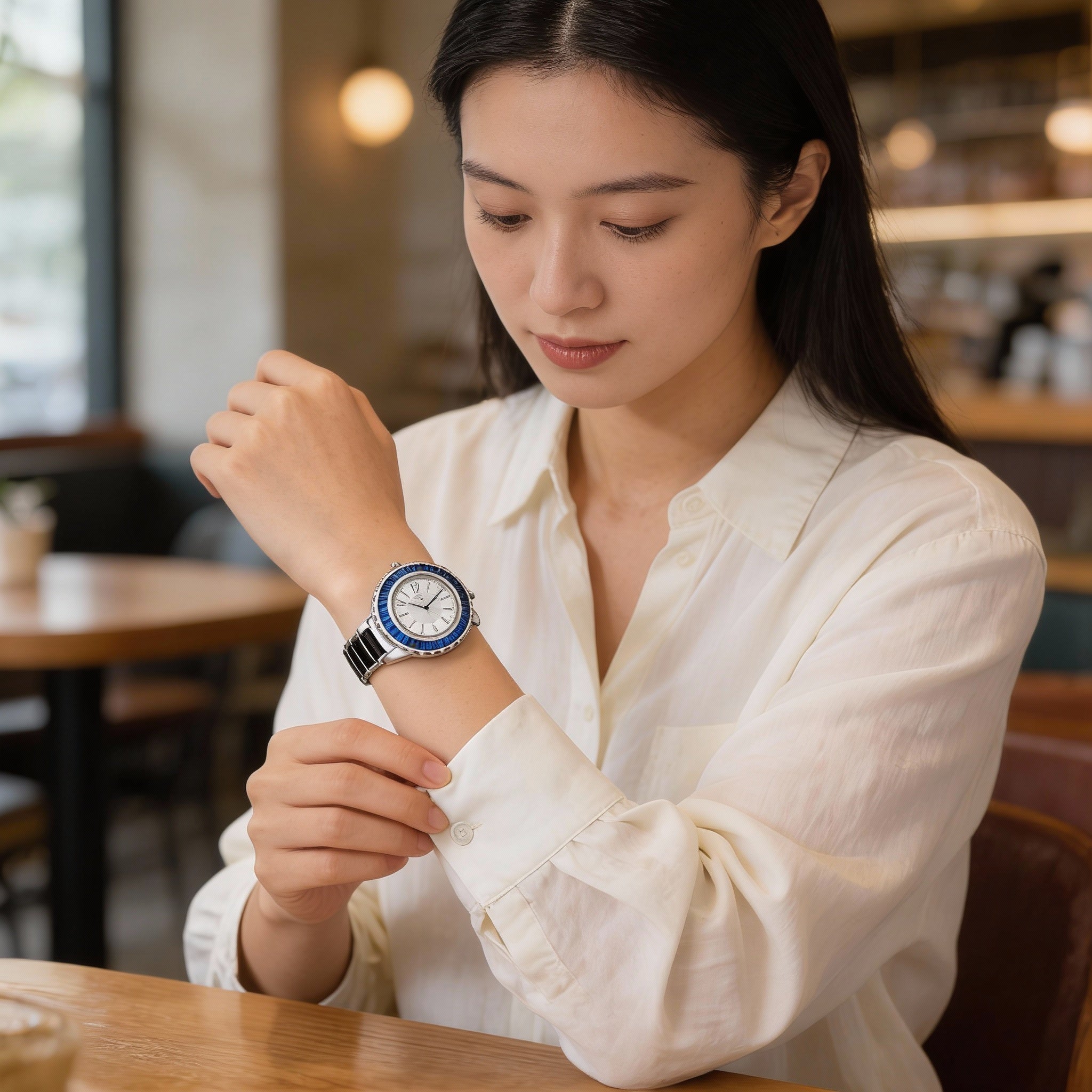 Reloj Oceanaut para mujer con movimiento de cuarzo, caja plateada, esfera plateada y bisel adornado con cristales., Photo 4