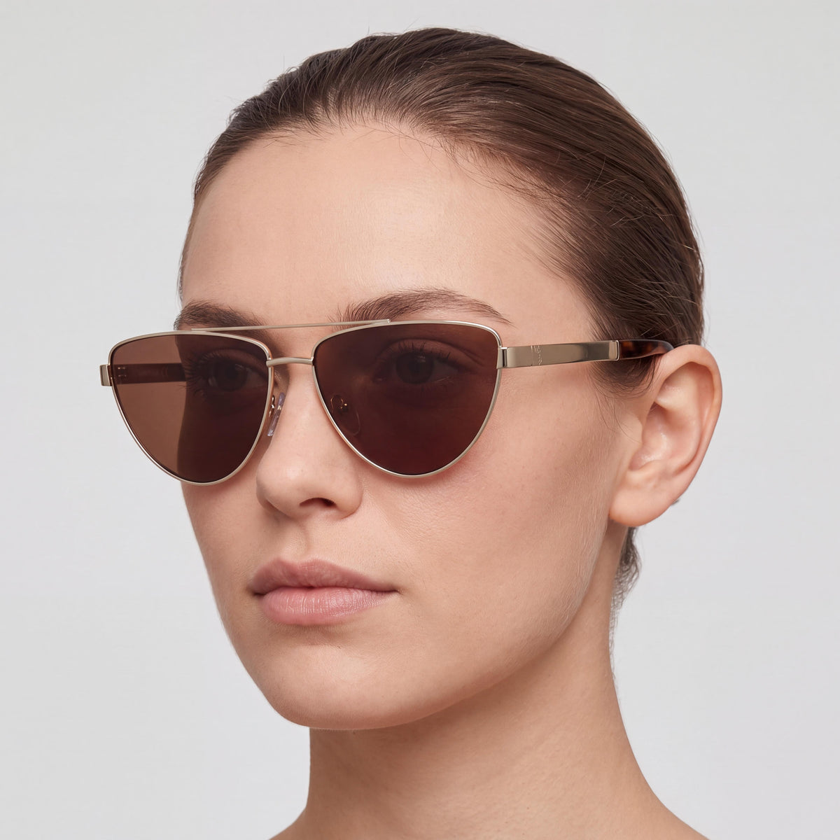 Max & Co. MO0129 Casual Women's Metal Sunglasses with Bright Pale Gold Frame & Brown Lenses 57mm, Photo 3