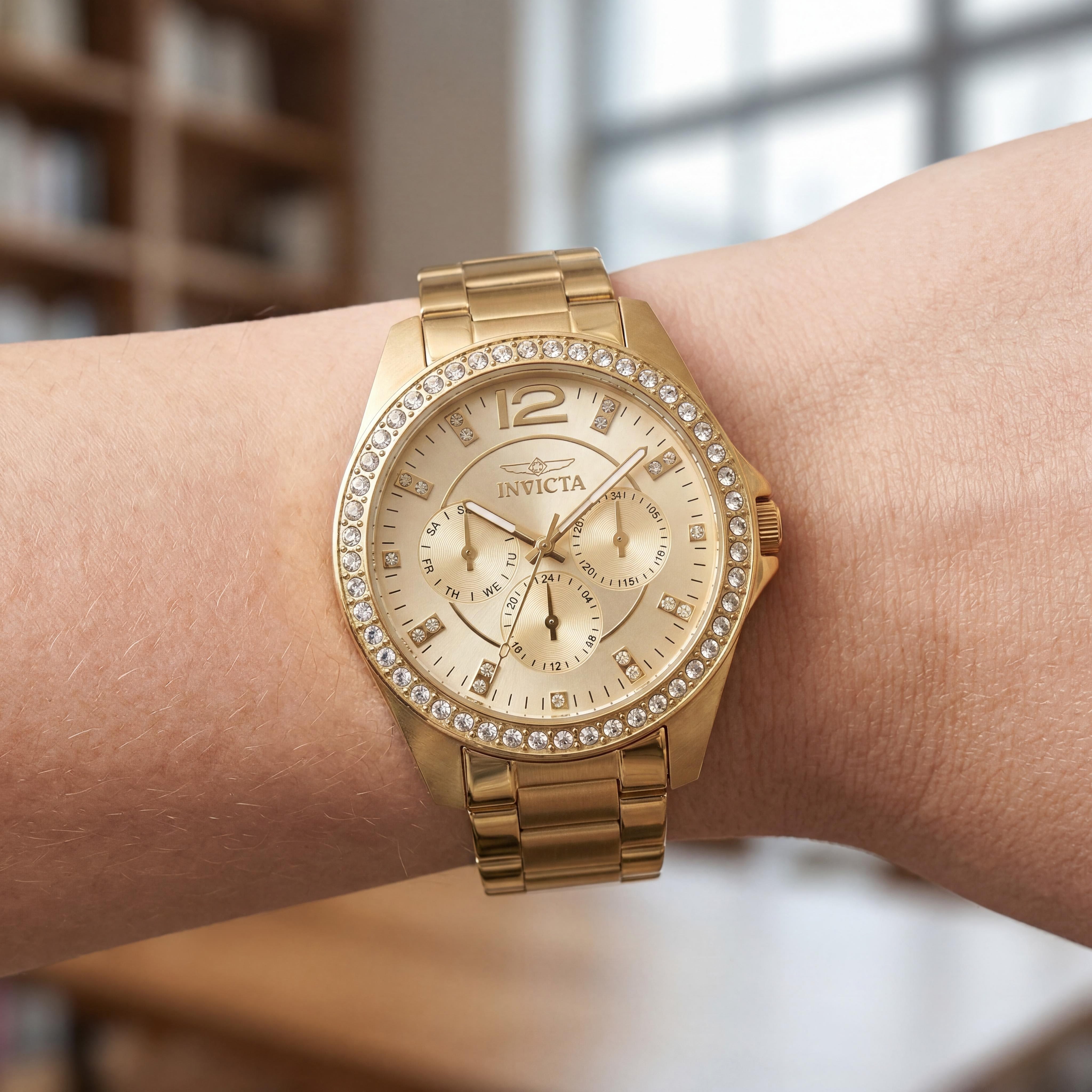 Invicta Angel 50109 Unisex Gold Stainless Steel Chronograph Bracelet 38mm Watch, Photo 4