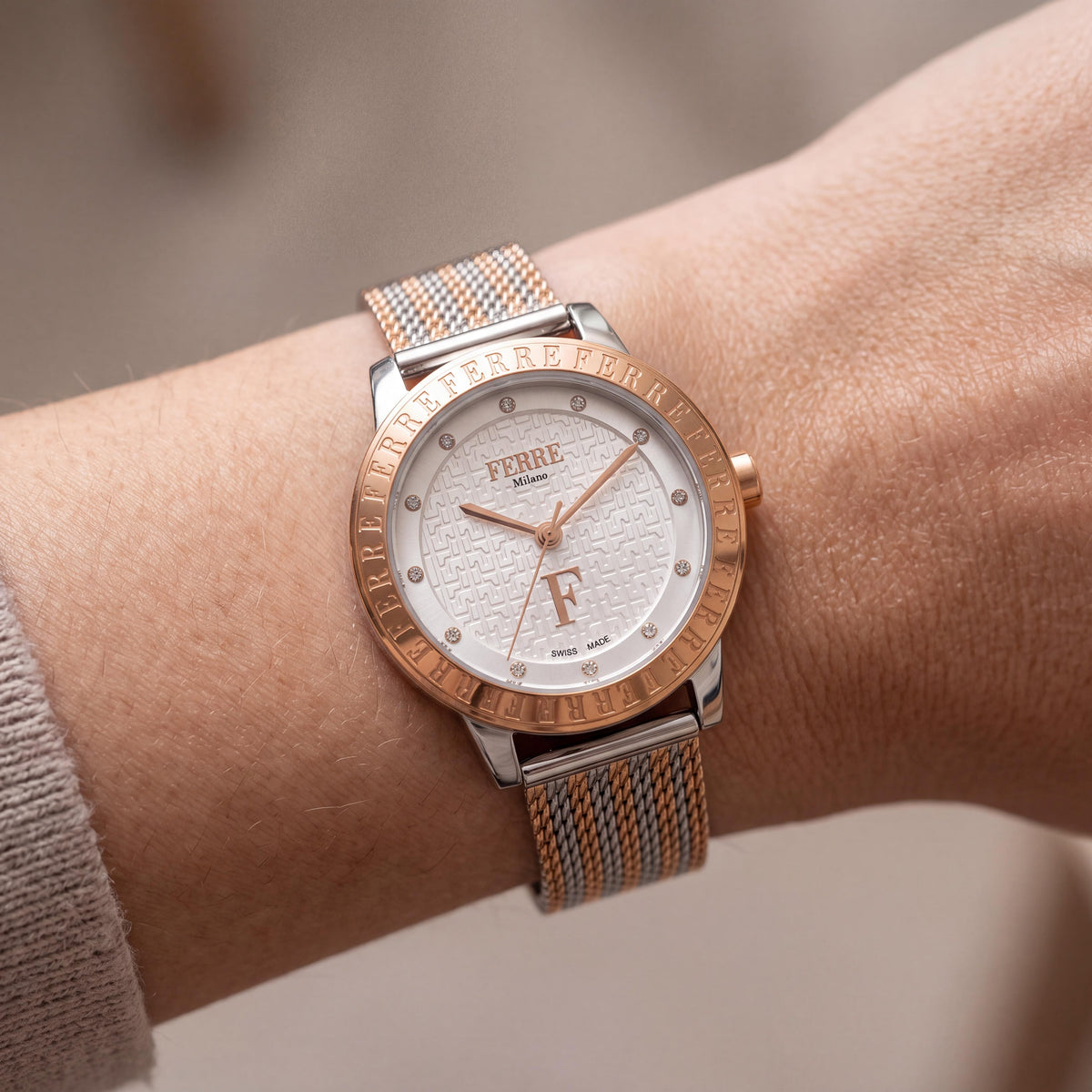 Ferre Milano Women's Quartz Movement Two-Tone Stainless Steel Water Resistant Watch, Photo 4