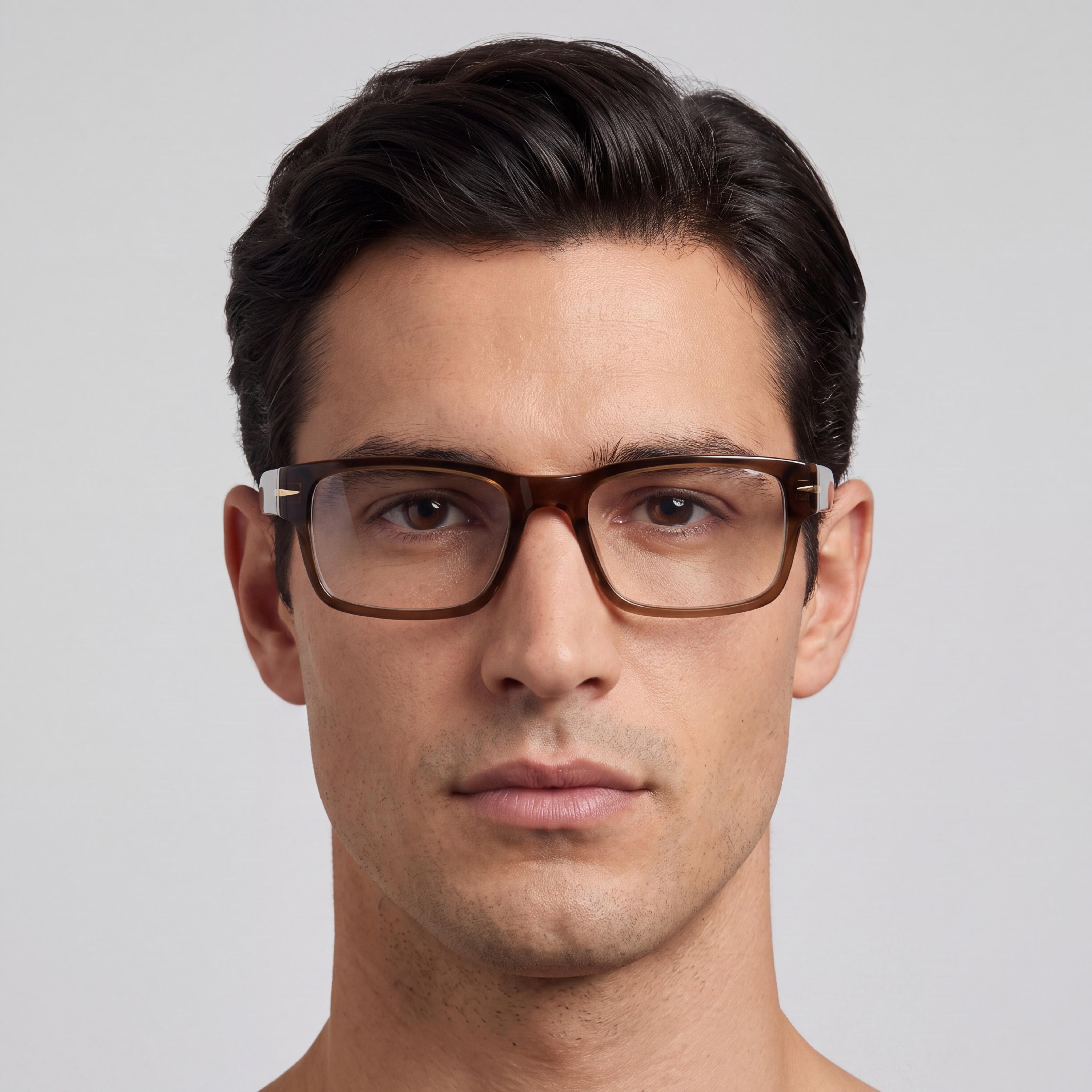 Beckham Db 1170/F Men's Brown Plastic Frame Prescription Eyeglasses with Transparent Polycarbonate Lenses, 53mm, Photo 4