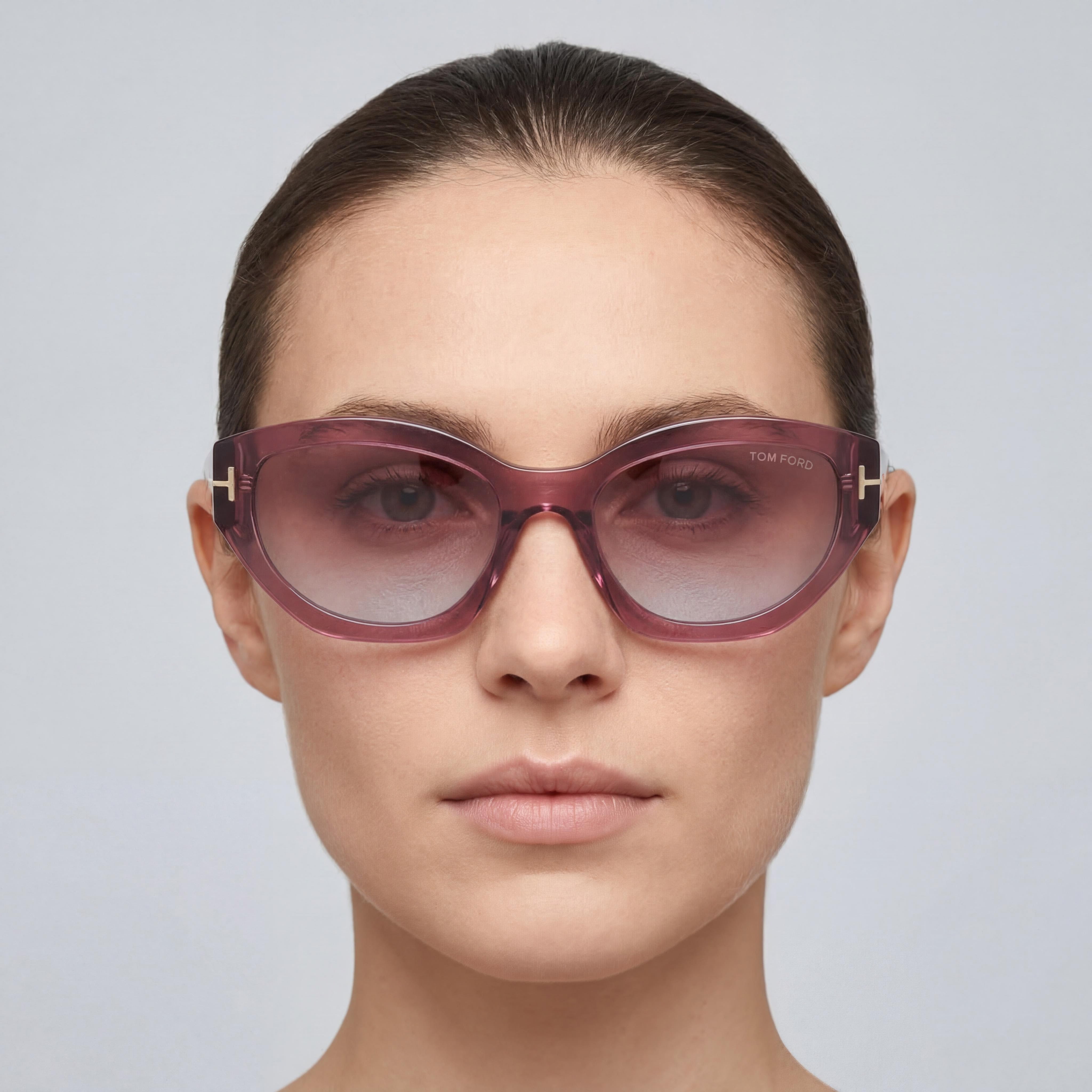 Tom Ford Penny FT1086 Women's Cat Eye Sunglasses Transparent Pink Frame Pink Gradient Lens 100% UV Protection 55mm, Photo 3