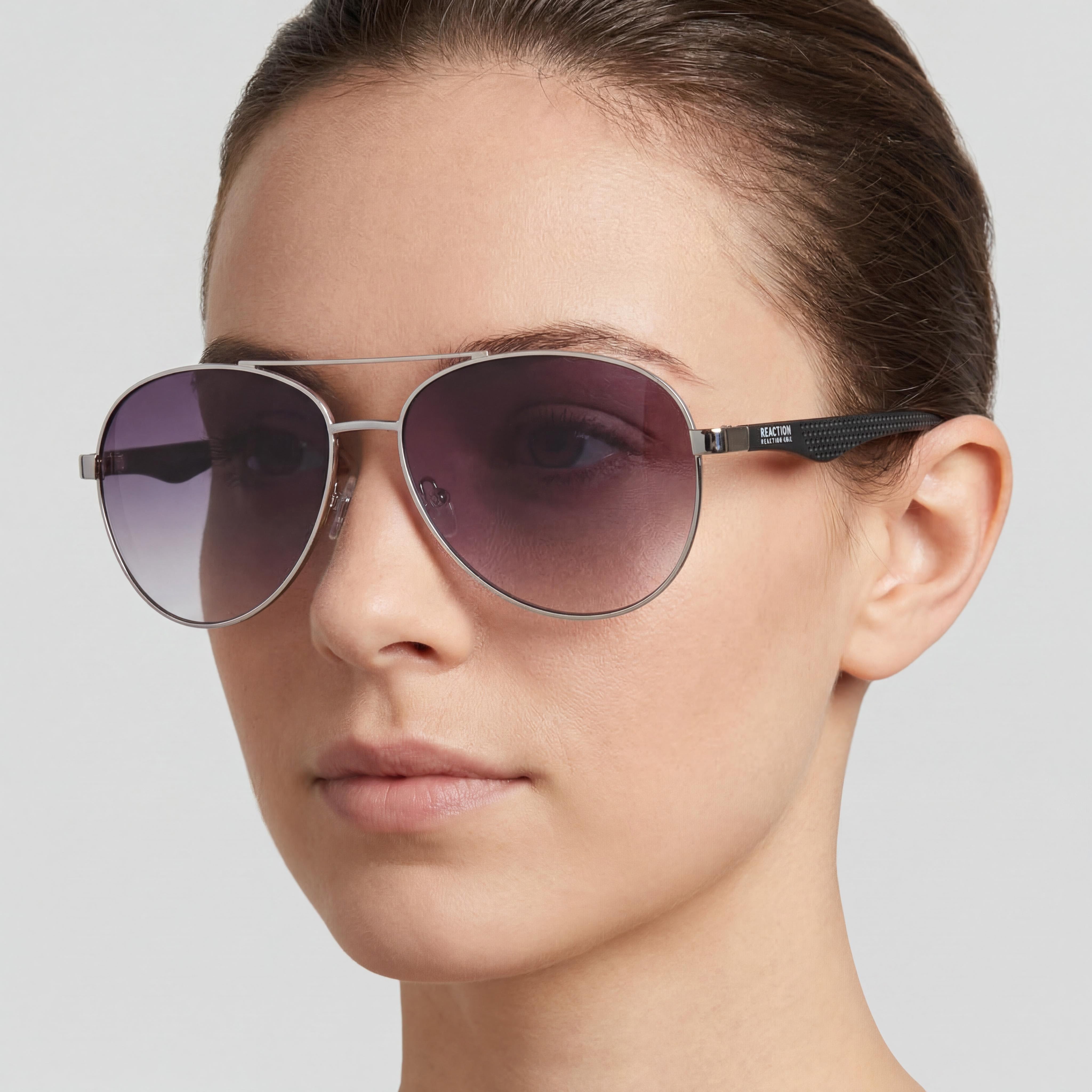 Kenneth Cole Kc1318 Women's Pilot Metal Sunglasses Shiny Light Nickeltin Smoke Lens 100% UV Protected 52mm, Photo 4