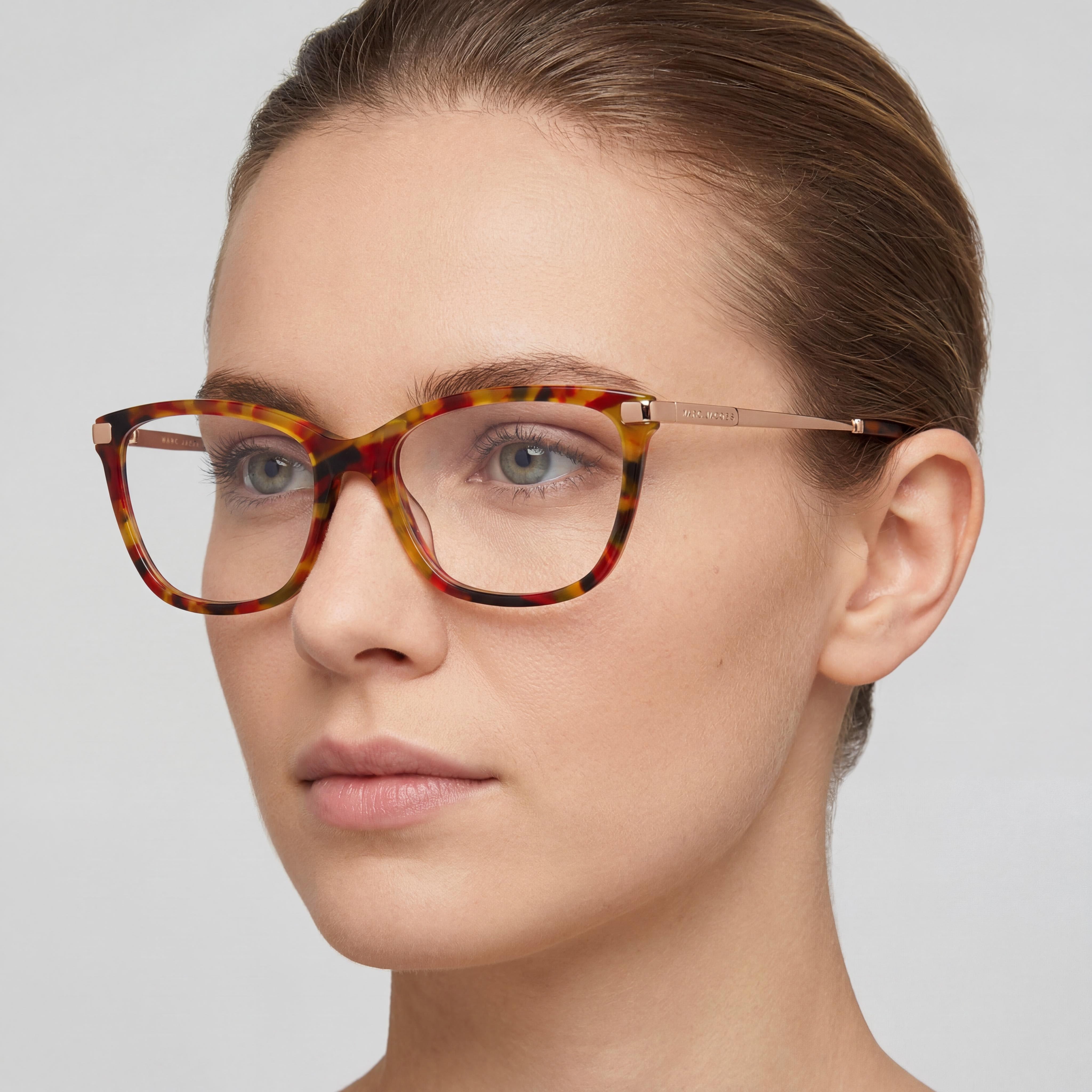 Gafas ópticas cuadradas Marc 400 de Marc Jacobs de aro completo para mujer con montura de acetato y metal en rojo habana, talla 54-18-145, Photo 4