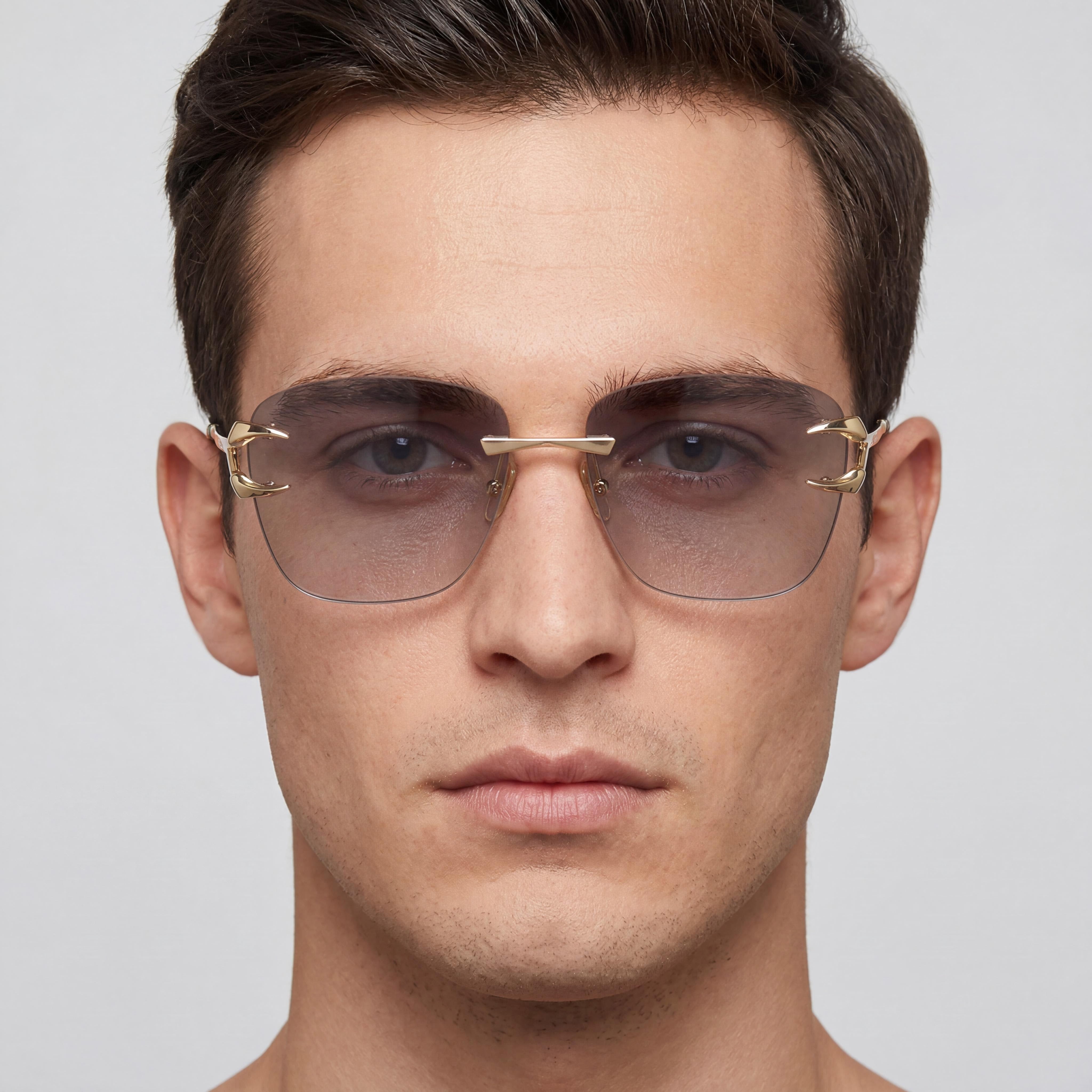 Roberto Cavalli Gafas de Sol Casuales Unisex de Metal-Acetato Oro Rosa Brillante Degradado Marrón Protección UV 59-15-135, Photo 5