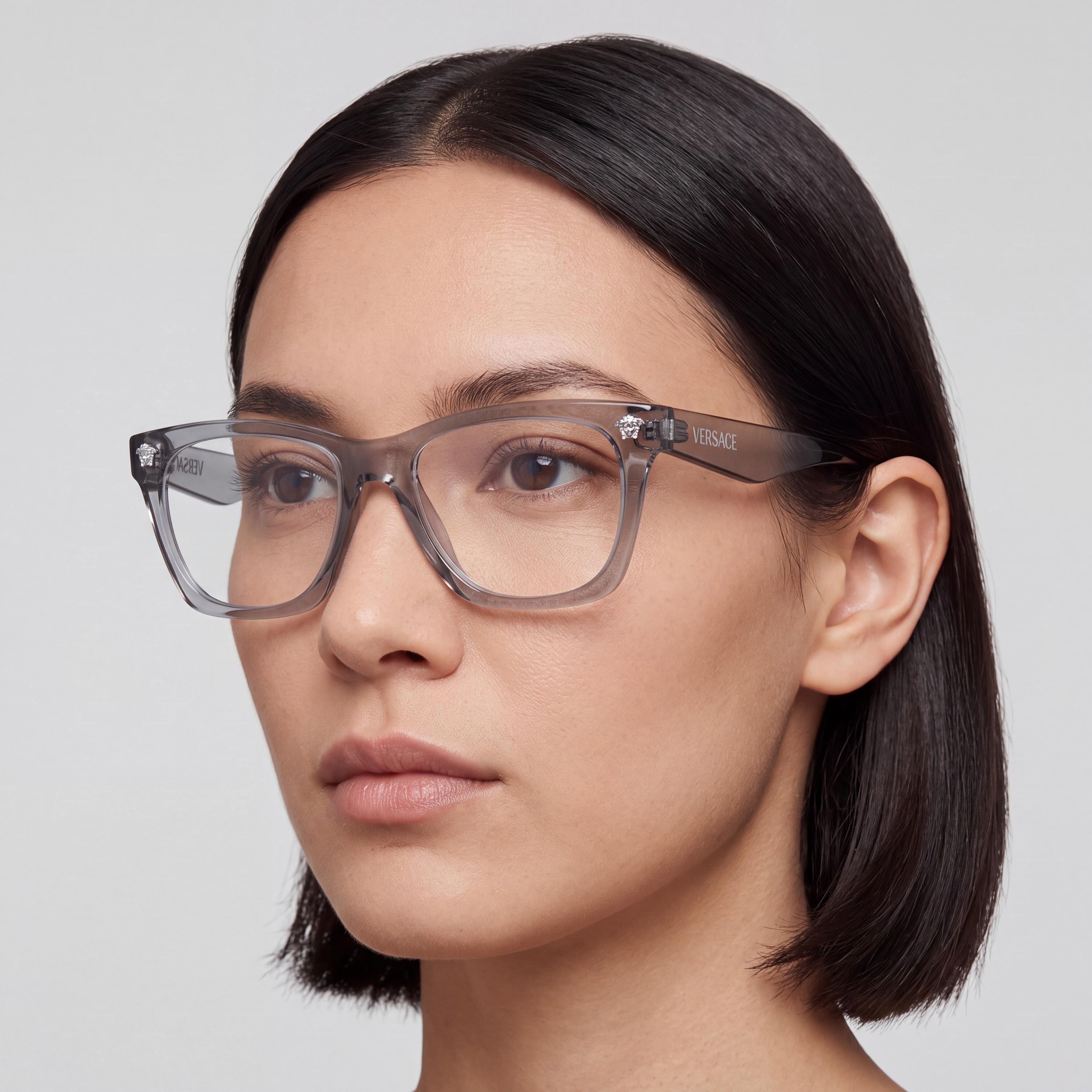 Versace Ve 3363 U Women's Grey Transparent Acetate Eyeglasses with Polycarbonate Lenses 50mm, Photo 4