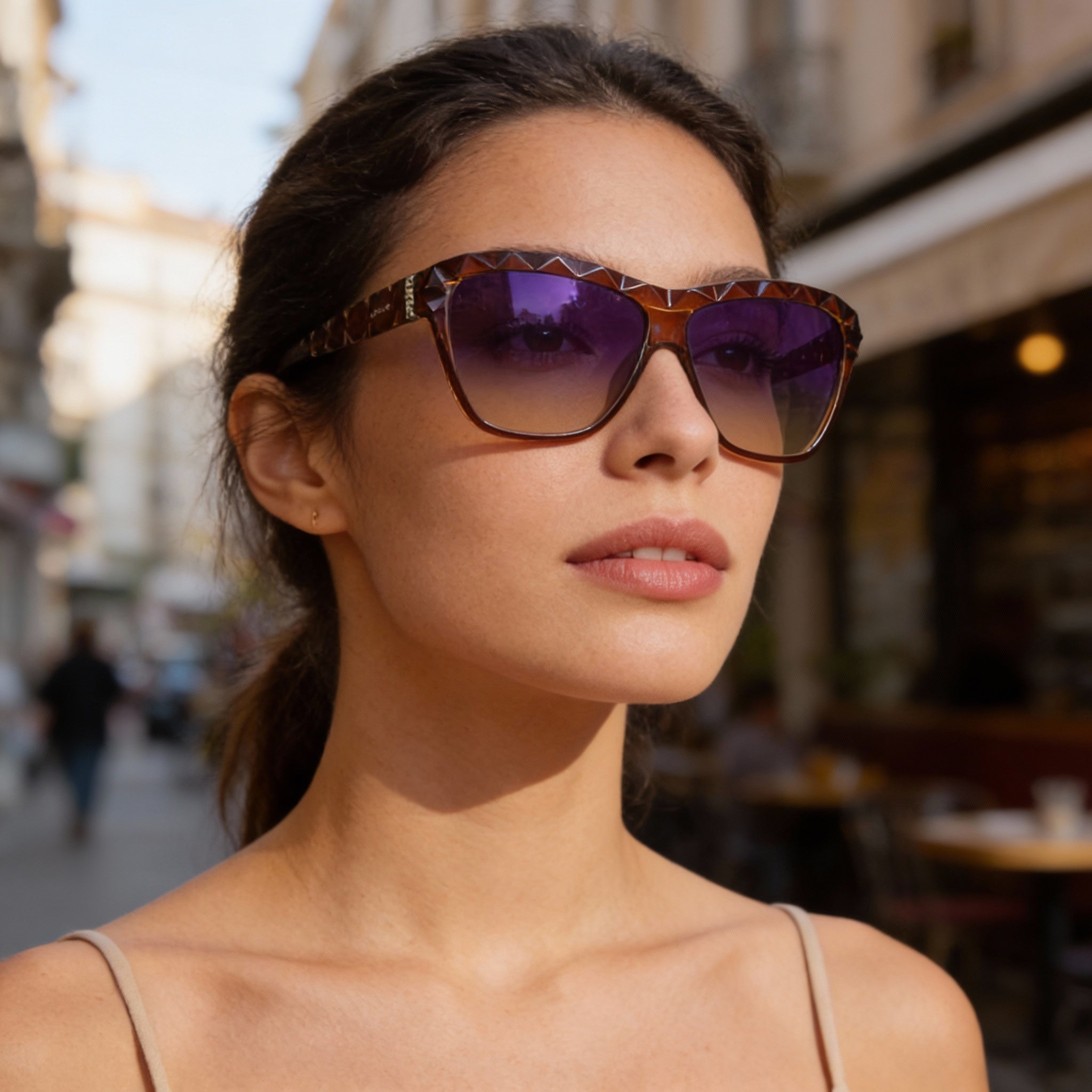 Gafas de sol Swarovski SK0079 para mujer, estilo casual, inyectadas, en marrón oscuro, con protección UV, 62 mm, Photo 4
