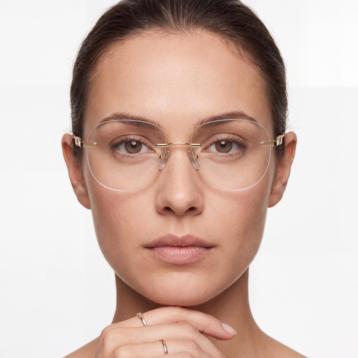 Gafas graduables Michael Kors MK3077 Kyoto para mujer, montura redonda de metal brillante en oro claro, sin lentes, 56 mm, Photo 4