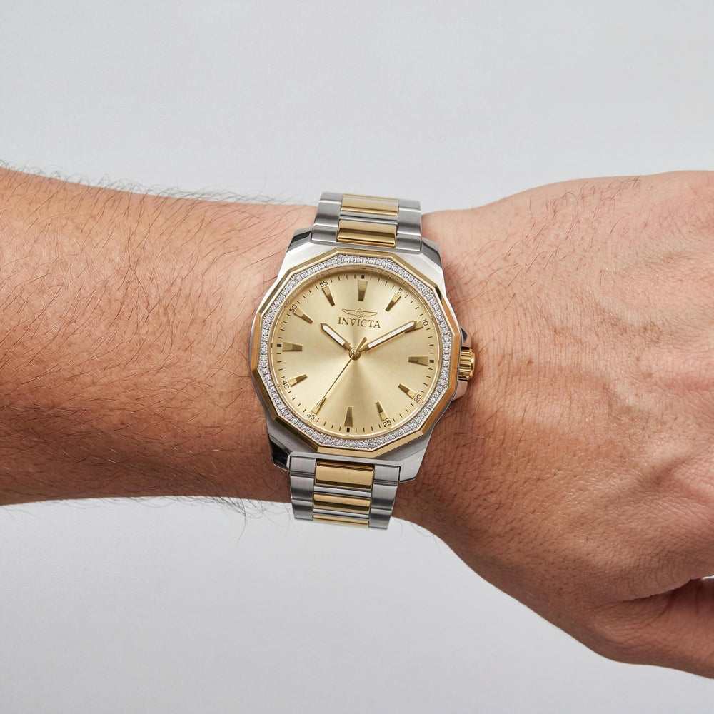 Reloj de cuarzo Invicta Speedway 49106 para hombre, brazalete de acero inoxidable plateado, esfera dorada, caja de 42 mm