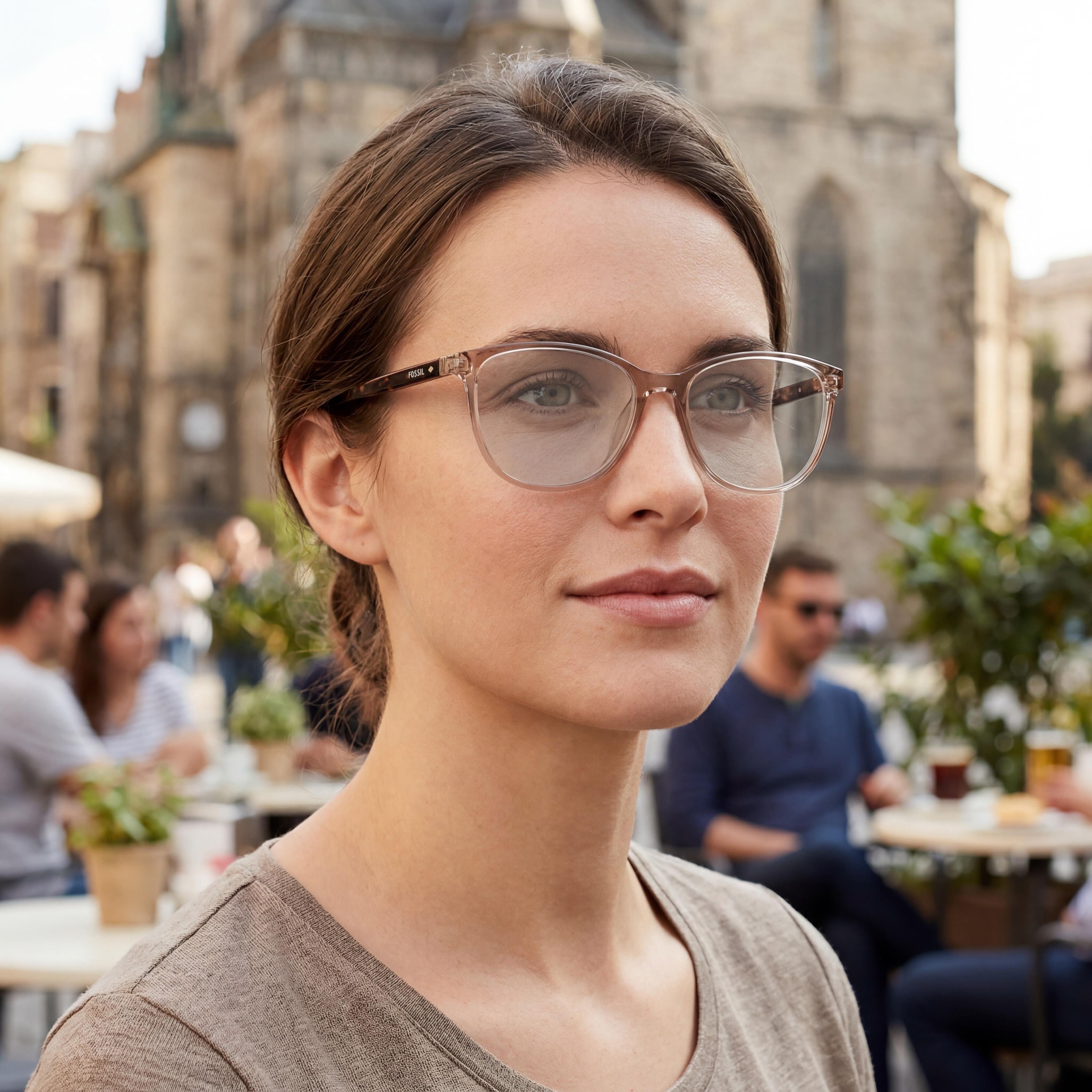 Gafas Fossil Fos 7050 para mujer de poliamida color beige cristal, lente de 54 mm, puente de 15 mm, patilla de 140 mm, Photo 4