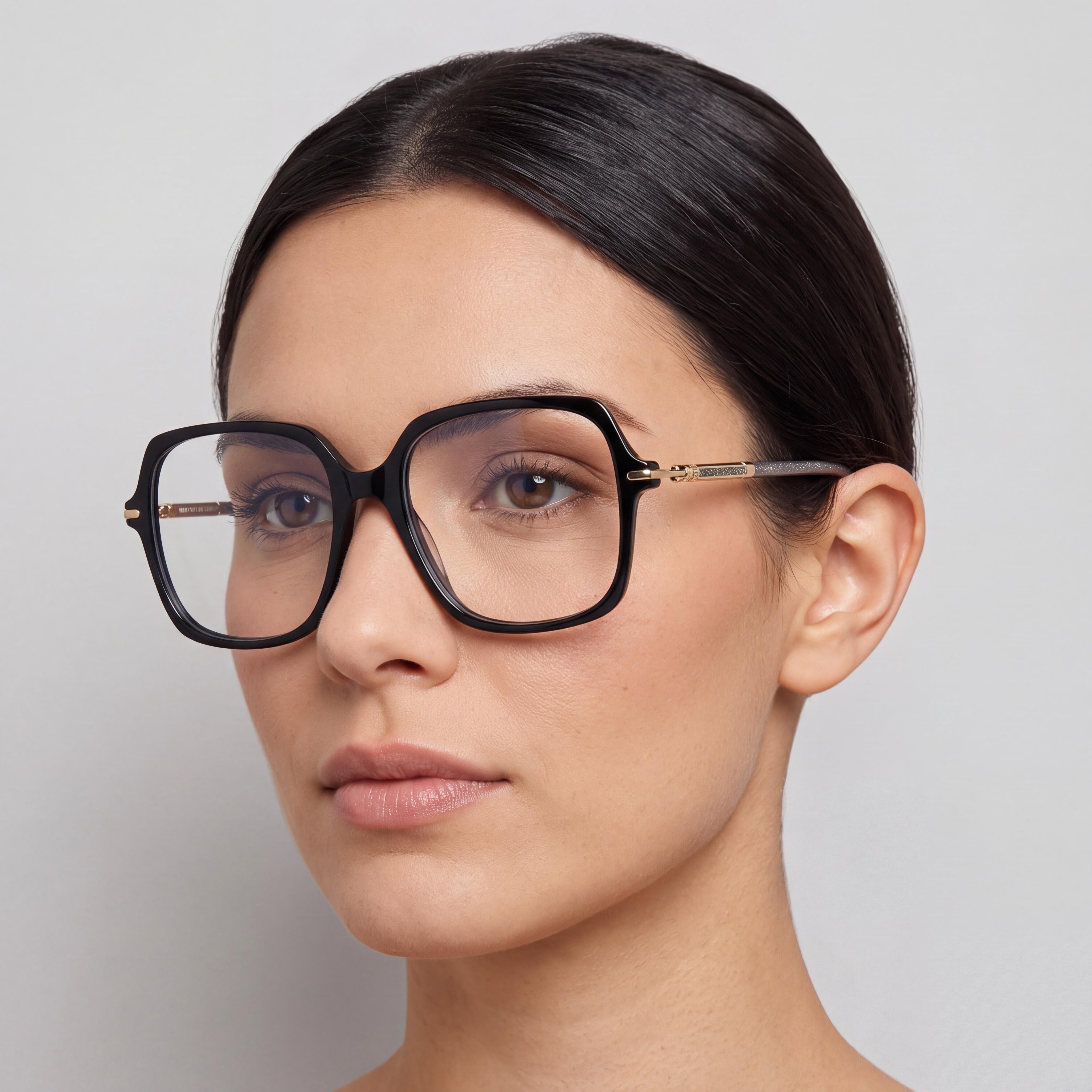 Carolina Herrera Contemporary Women's Black Glitter Black Acetate Sunglasses 54mm Lens 16mm Bridge 140mm Temple, Photo 3