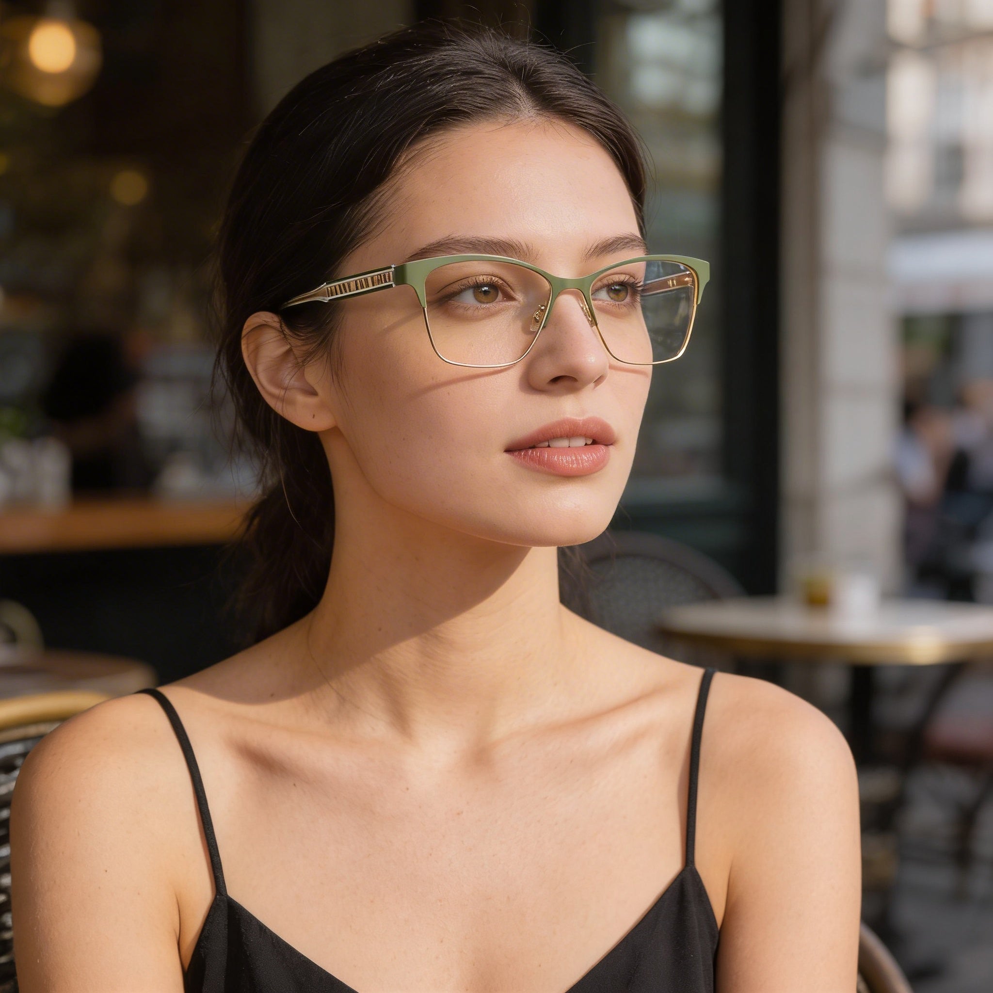 DKNY Dk3008 Unisex Eyewear featuring Metal Frame in cargo/gold, Polycarbonate Non-polarised Lenses, Size 53-16-140mm, Photo 6