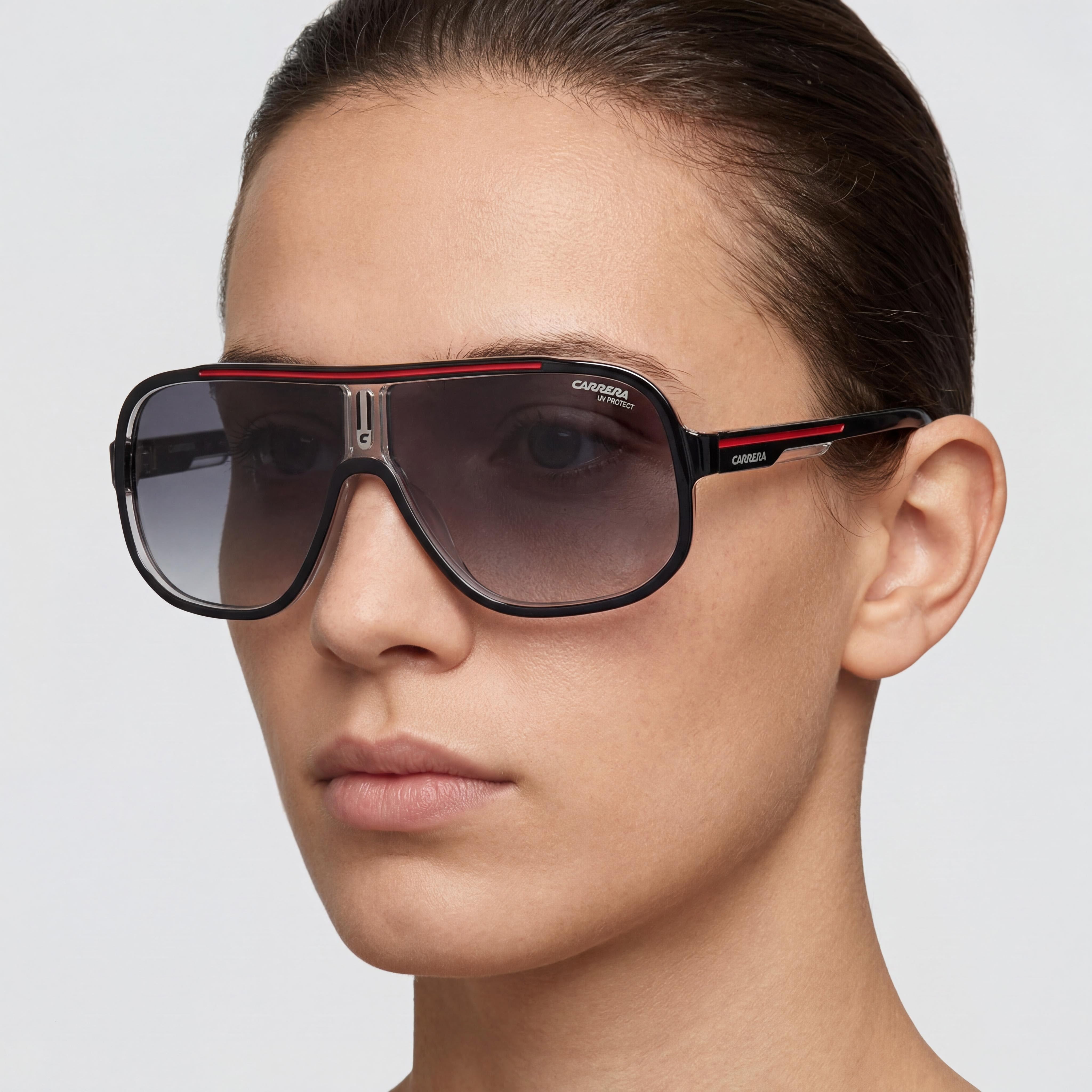Carrera Modern Navigator Thermoplastic Elastomers Frame Black Red Unisex Sunglasses 63-11-135, Photo 4