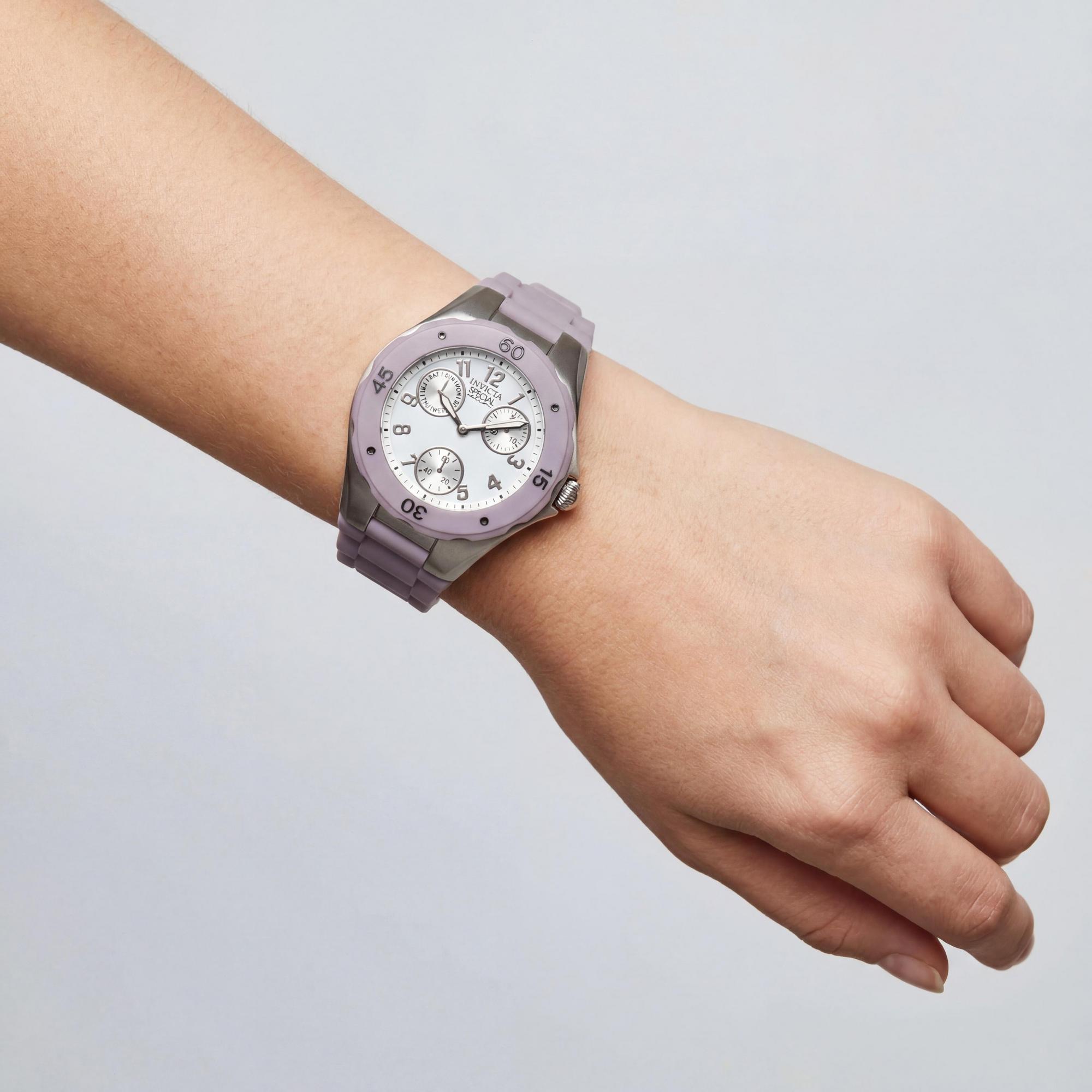 Reloj Invicta Angel para mujer, de silicona beige y acero inoxidable, brilla en la oscuridad, 38 mm, Photo 3