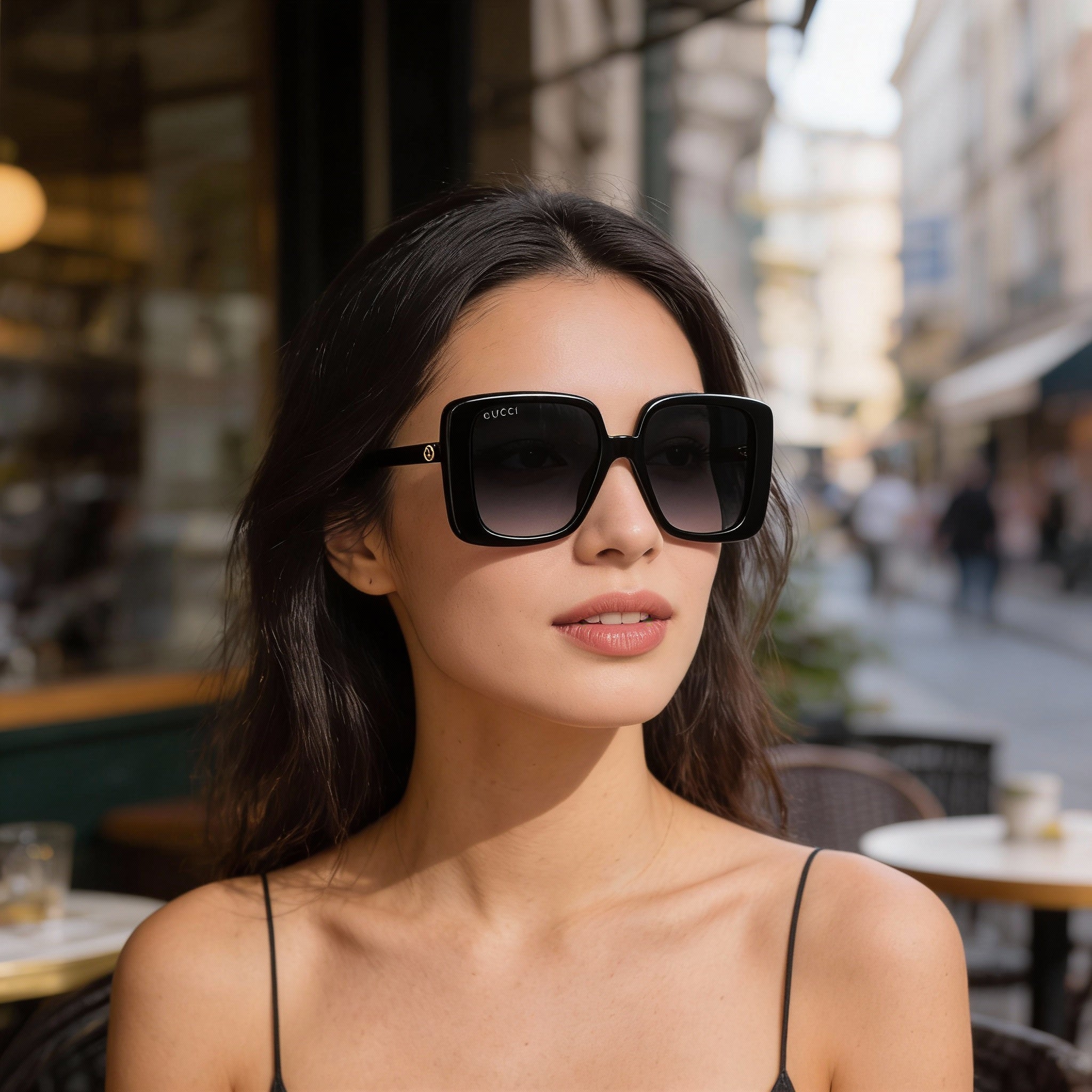 Gucci GG1314S 001 Women's Sunglasses, Black Recycled Acetate Frame, Grey UV Protection Lenses 55mm, Photo 4