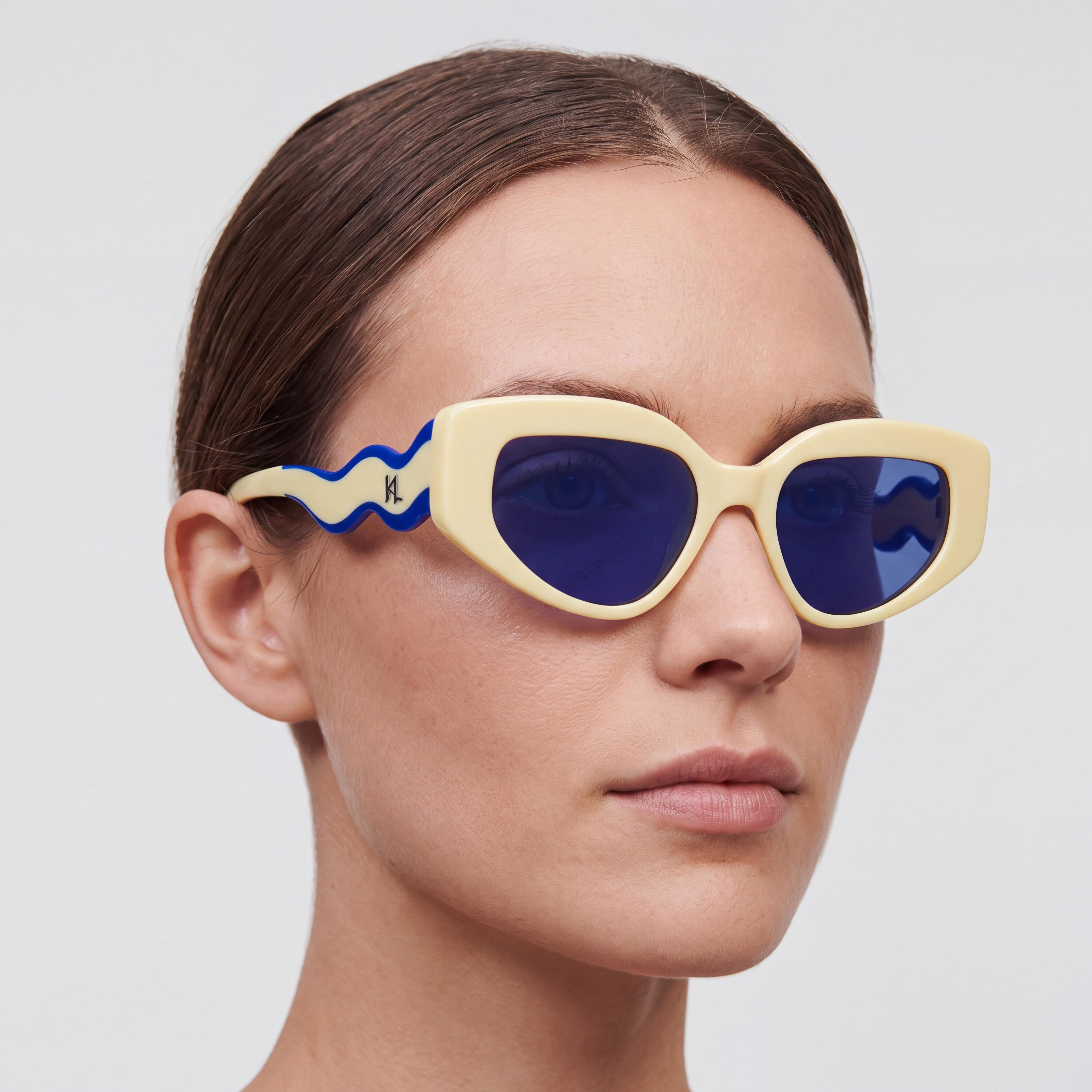 KARL LAGERFELD Kl6144s Women's Shiny Yellow Bio-Injected Cat-Eye UV Protected Sunglasses 50mm, Photo 4