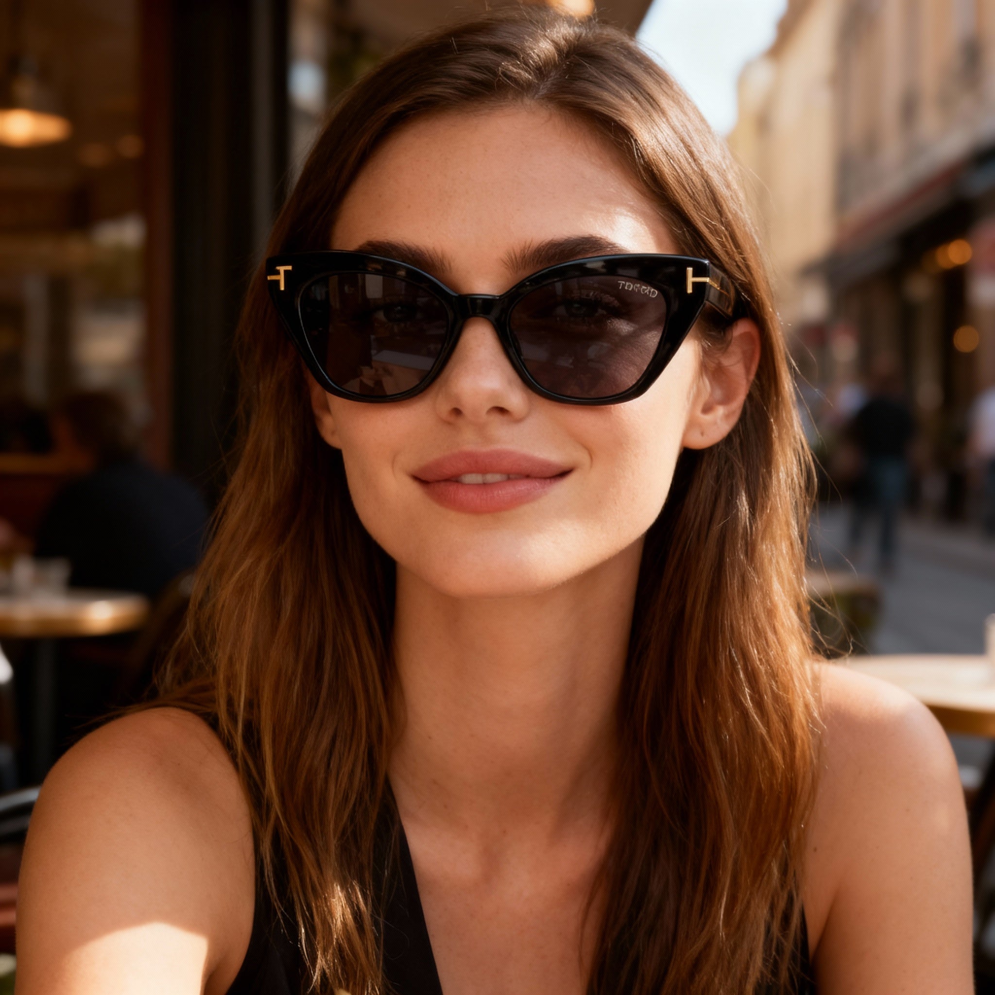 Tom Ford Juliette FT1031 Ladies Cat Eye, Shiny Black Acetate, Smoke Gradient Non-Polarized Lenses, 52mm, Photo 5