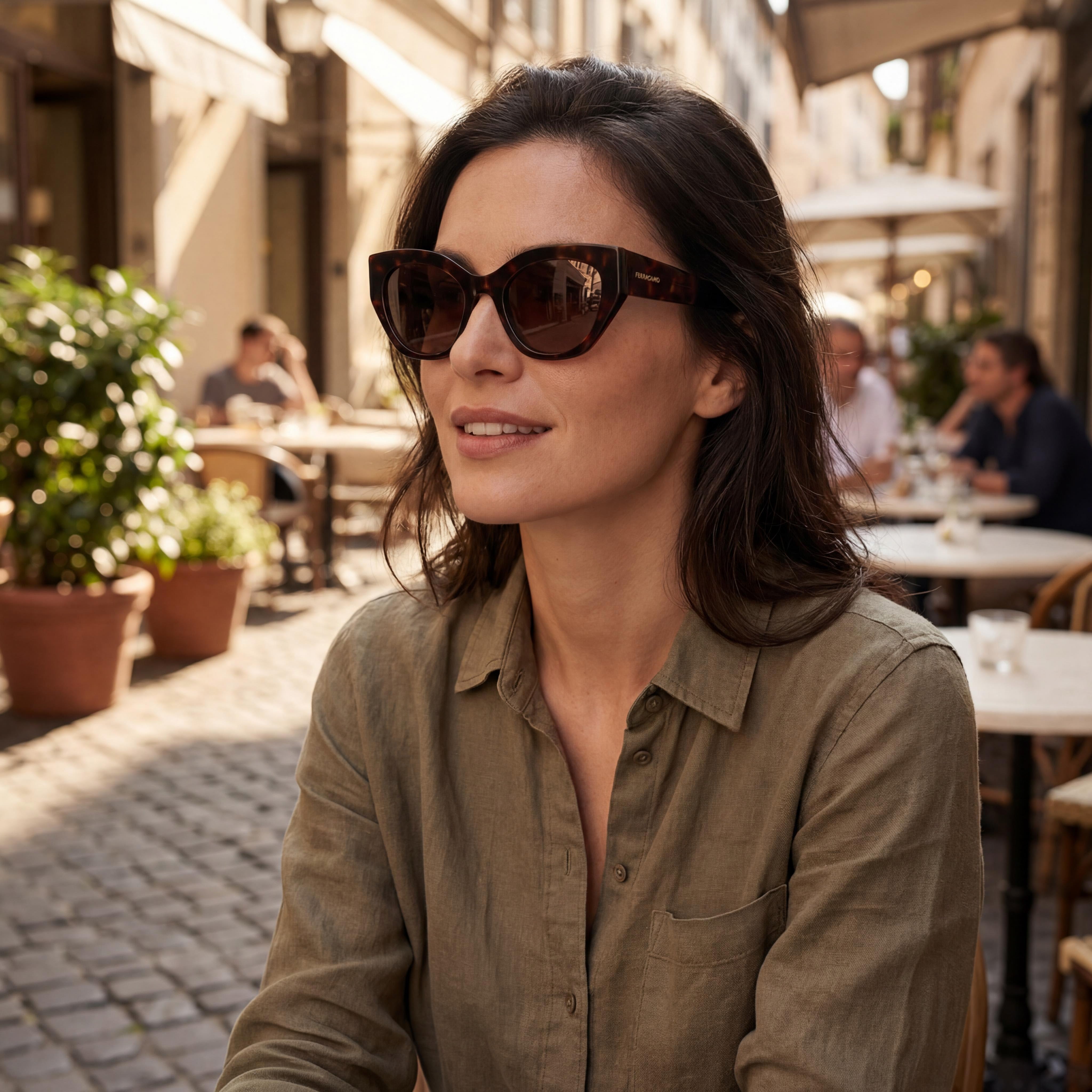Gafas de sol Salvatore Ferragamo Sf1107s de mujer de carey oscuro con protección UV y forma de ojo de gato 55mm, Photo 6