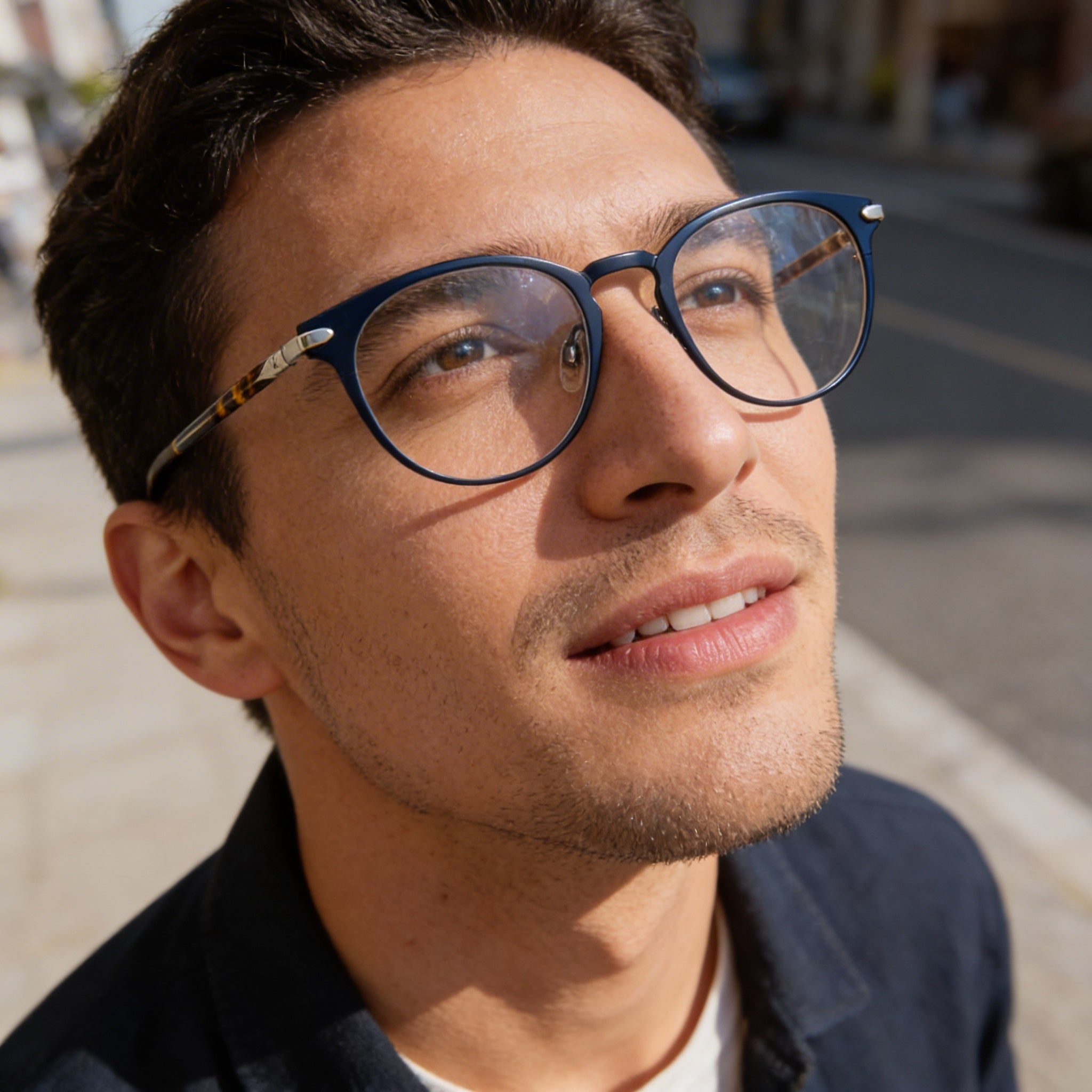 Gafas para hombre rag & bone Rnb 7005 con marco de metal azul marino y lentes de plástico transparente, ancho de lente de 51 mm, Photo 5
