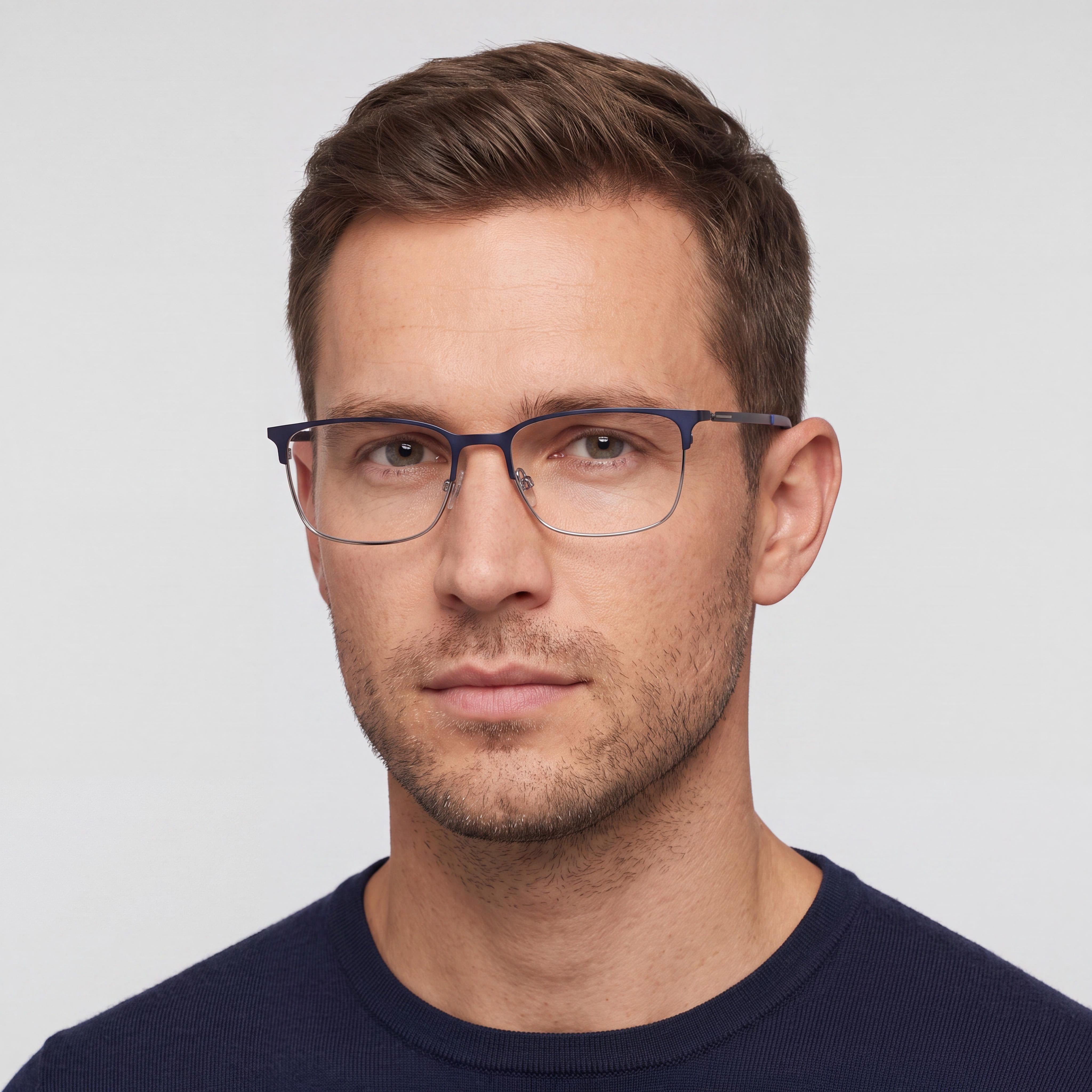 Flexon E1147 Unisex Acetate Eyeglasses with Matte Navy/Gunmetal Frame, featuring 55mm Lens Width, Photo 4