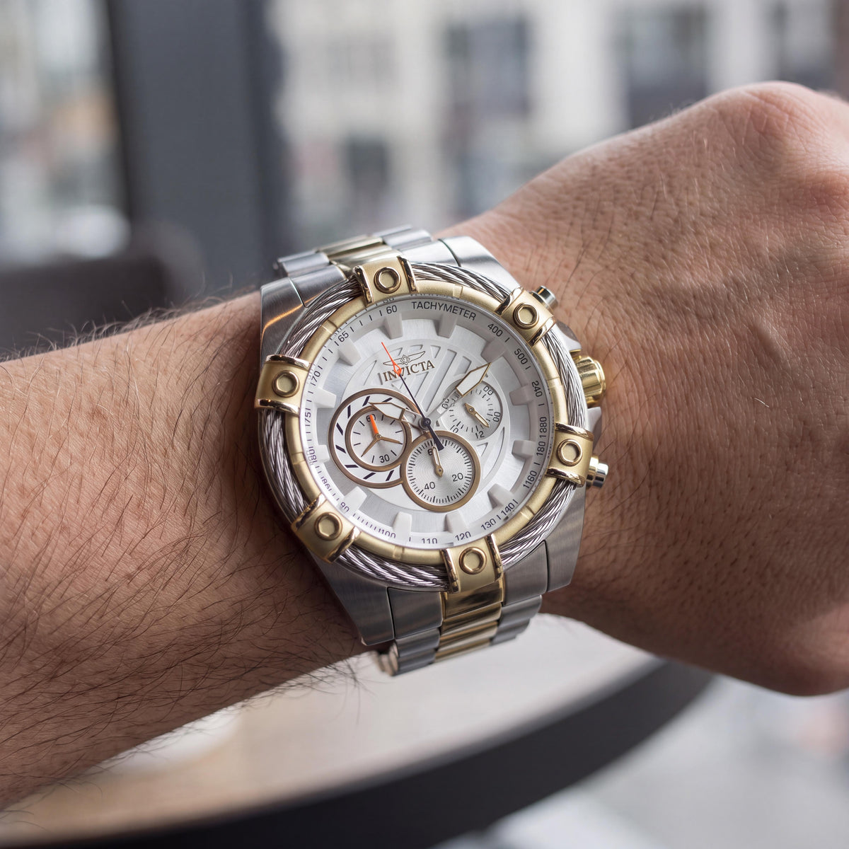 Invicta Bolt 49746 Men's Chronograph Silver Dial Two-tone Stainless Steel Quartz 100M Water Resistant Watch 52mm, Photo 4
