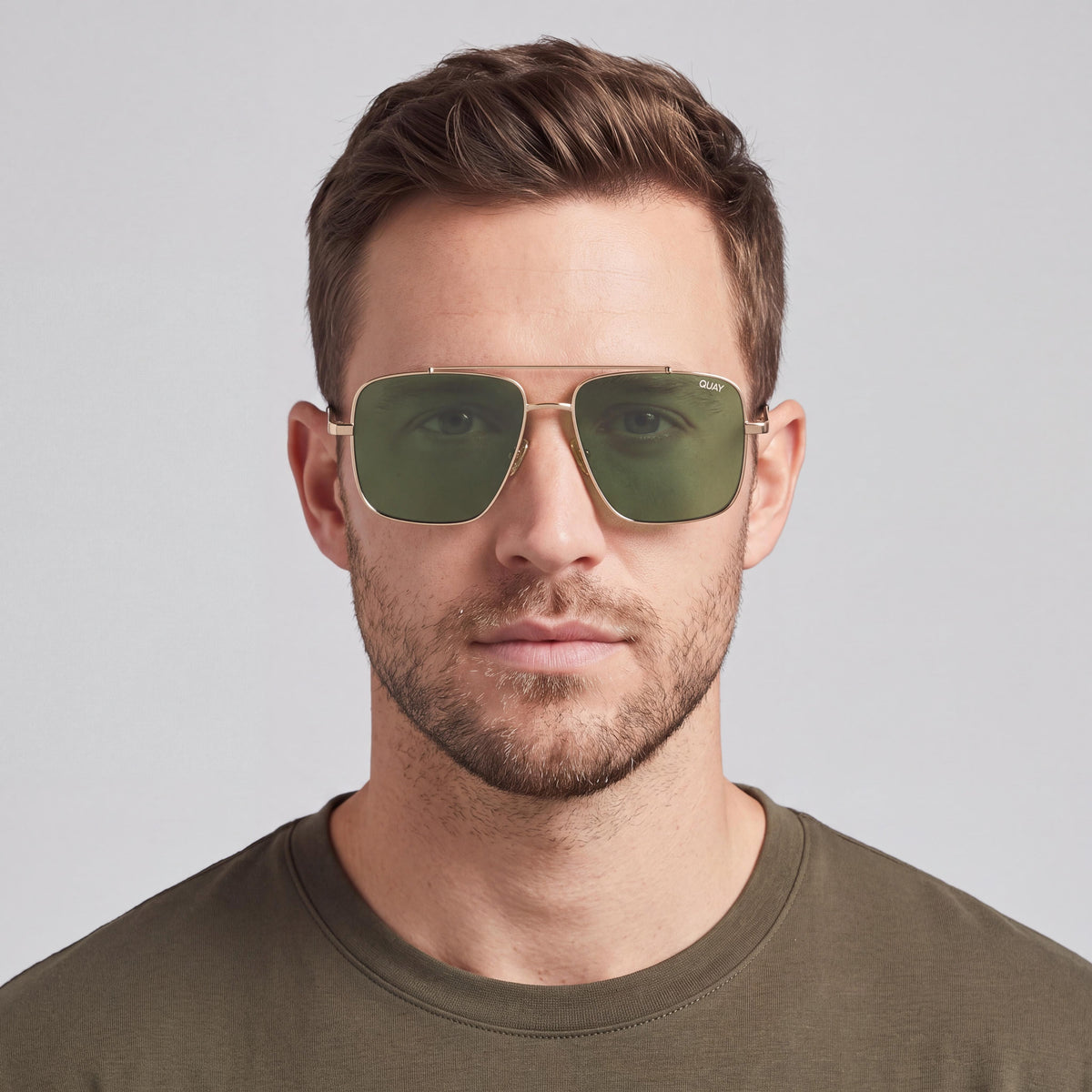 QUAY AUSTRALIA Level Out Men's Gold Metal Green Polarized Lenses UV Protected Sunglasses 60mm, Photo 4