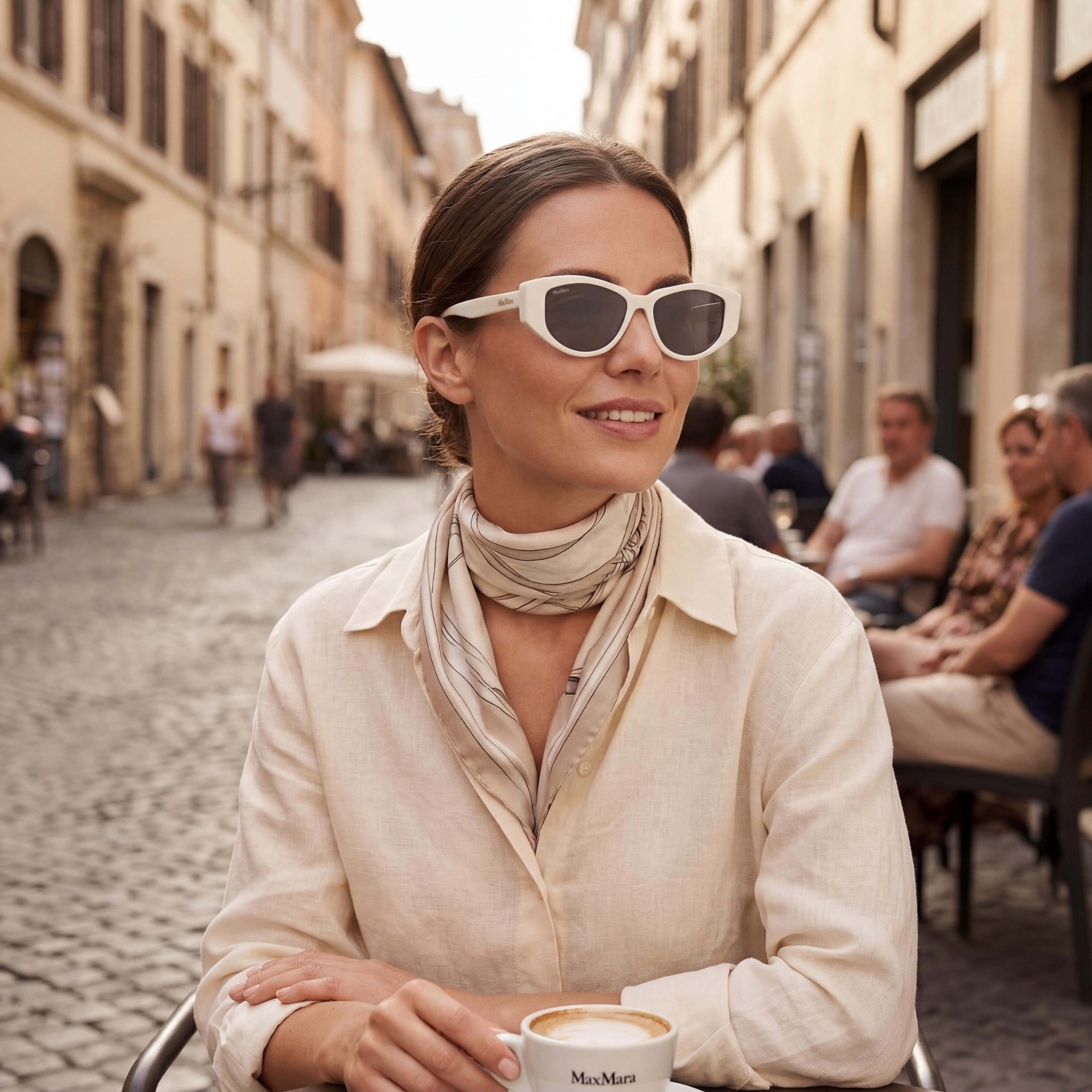 MaxMara Casual Women's Sunglasses featuring Brilliant White Acetate Frame and Smoke Lenses 52-14-140mm, Photo 5