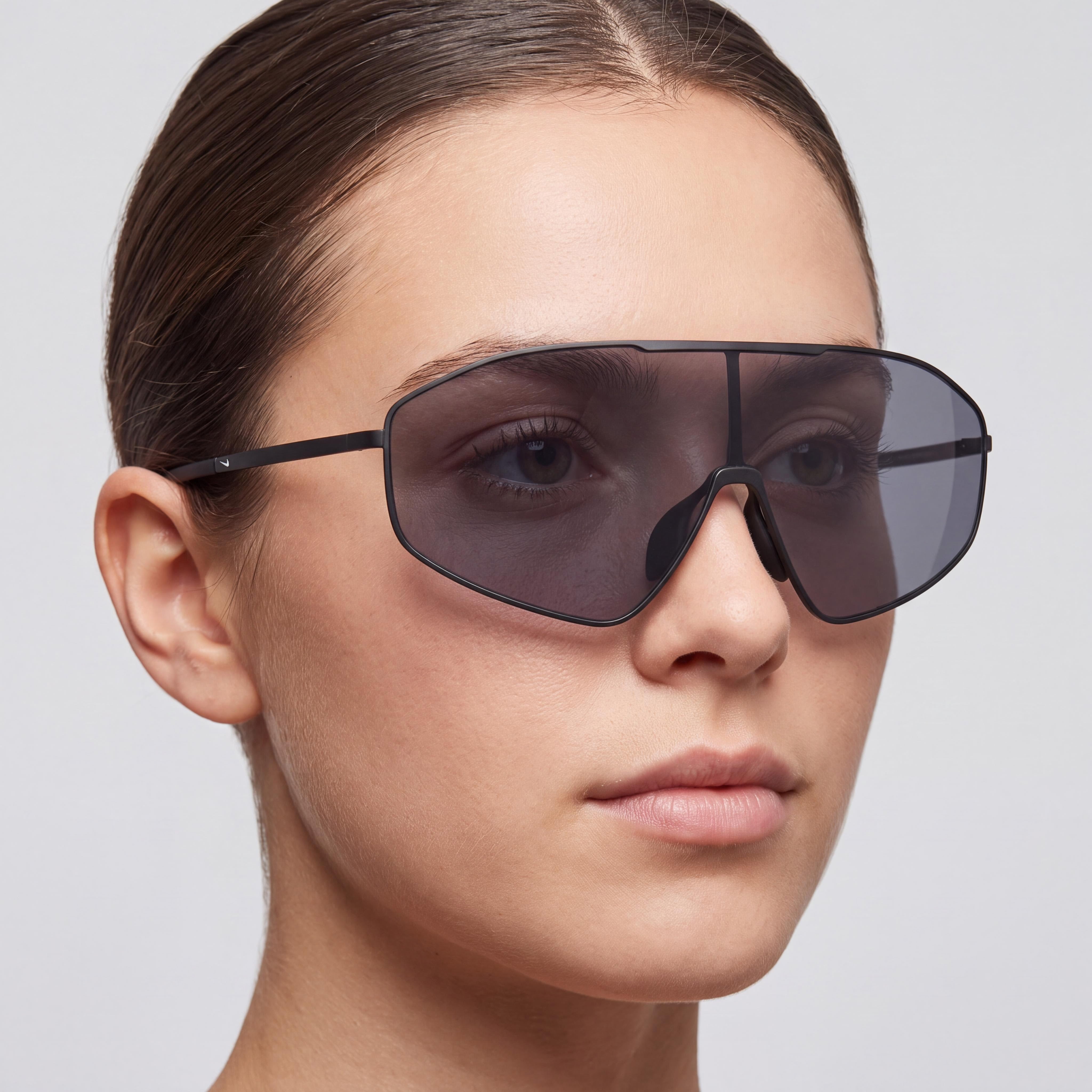 Nike IF0986X Women's Casual Metal Frame Sunglasses, Matte Black Grey, Non-Polarized Dark Grey Max+ Lenses, 66mm, Photo 5