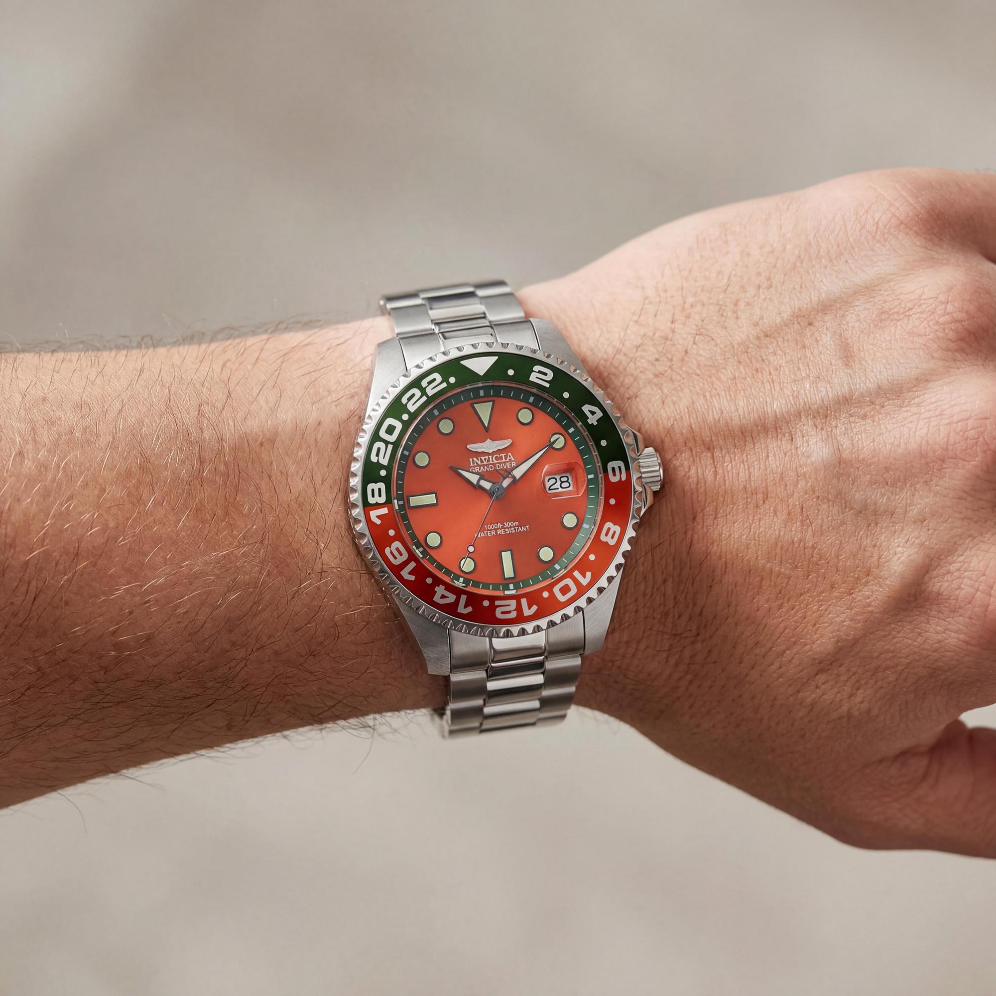 Reloj de buceo automático Invicta Grand Diver - Miami Edition 49118 para hombre, de acero inoxidable, esfera naranja, 47 mm, Photo 3