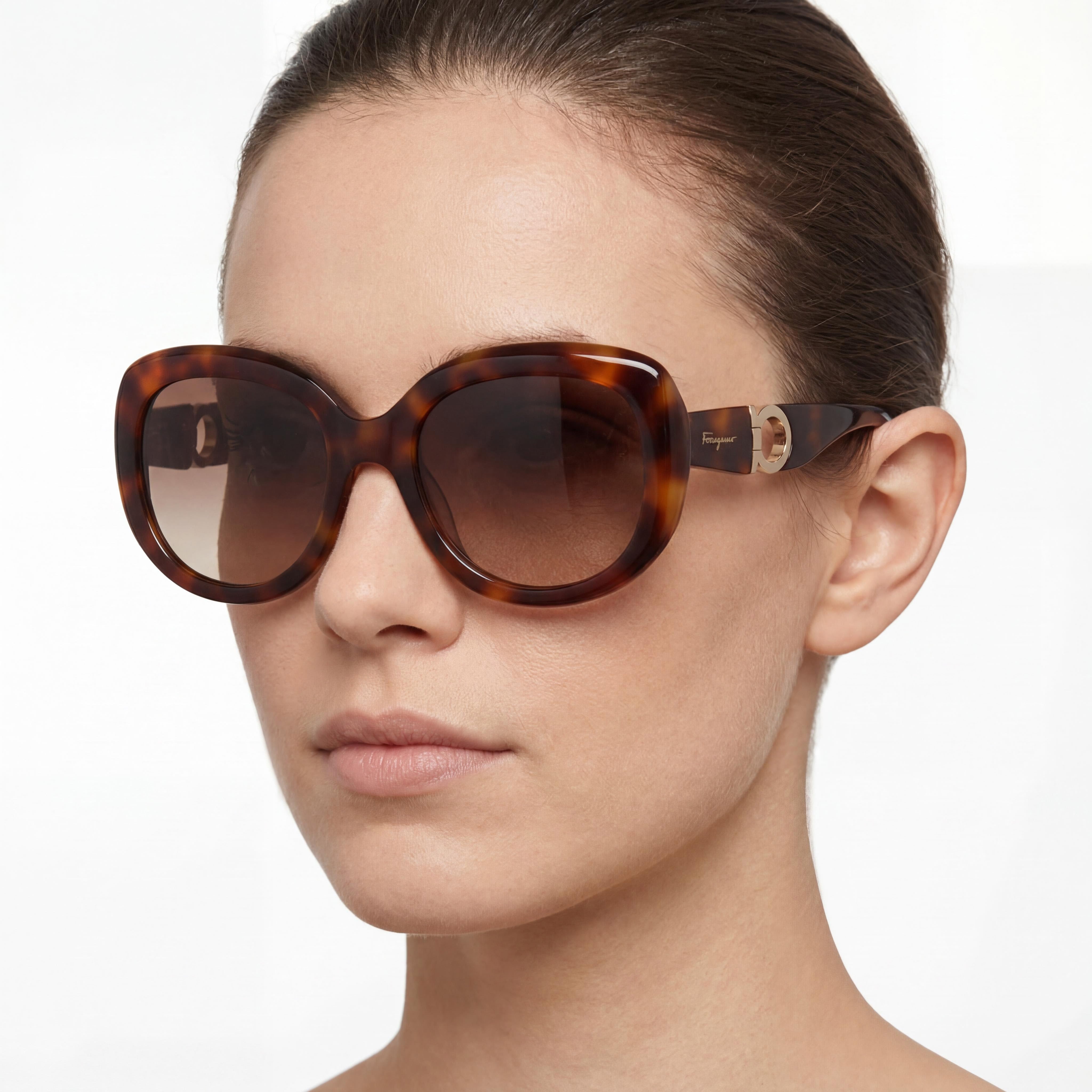 Gafas de sol de protección UV de plástico carey con lentes marrones Ferragamo Sf727s 214 para mujer 53mm, Photo 4