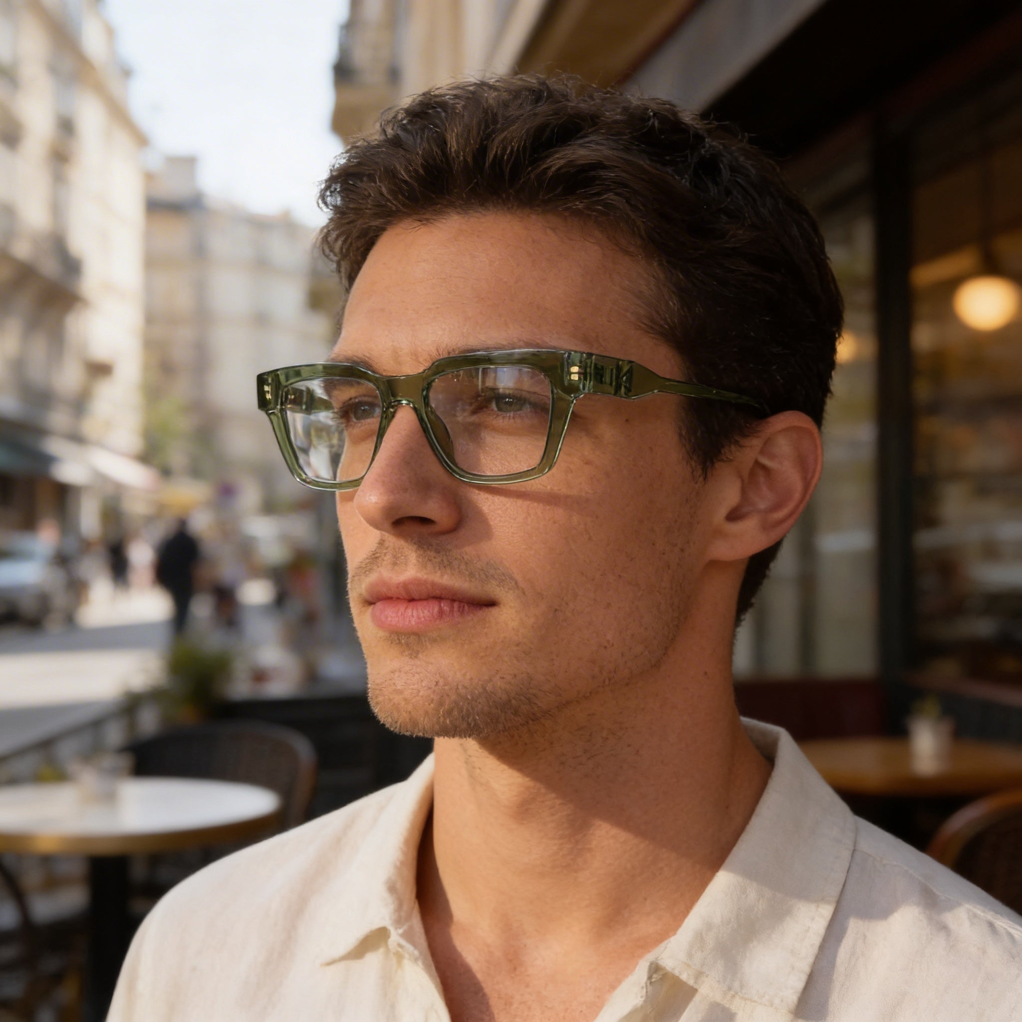 Karl Lagerfeld Men's Modern KL6152 Gafas Inyectadas Color Caqui Claro con Lentes de Policarbonato de 52mm, Photo 5