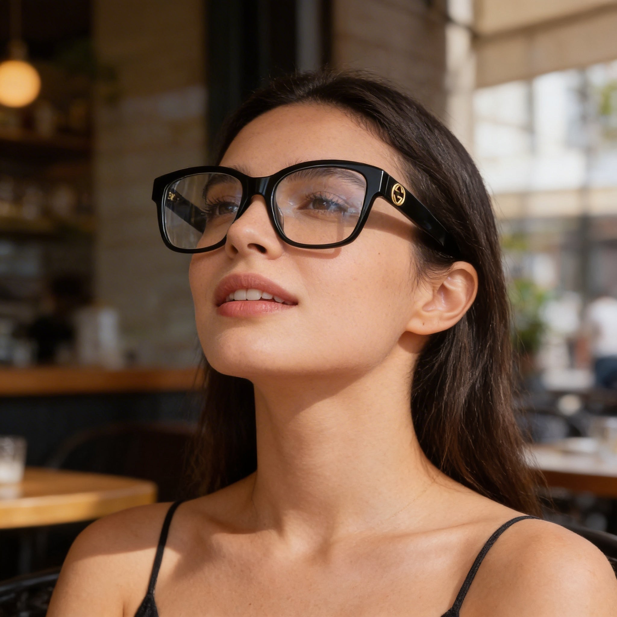 Gucci GG0038ON Black Rectangle Eyeglasses for Women, Acetate 54mm, Photo 5