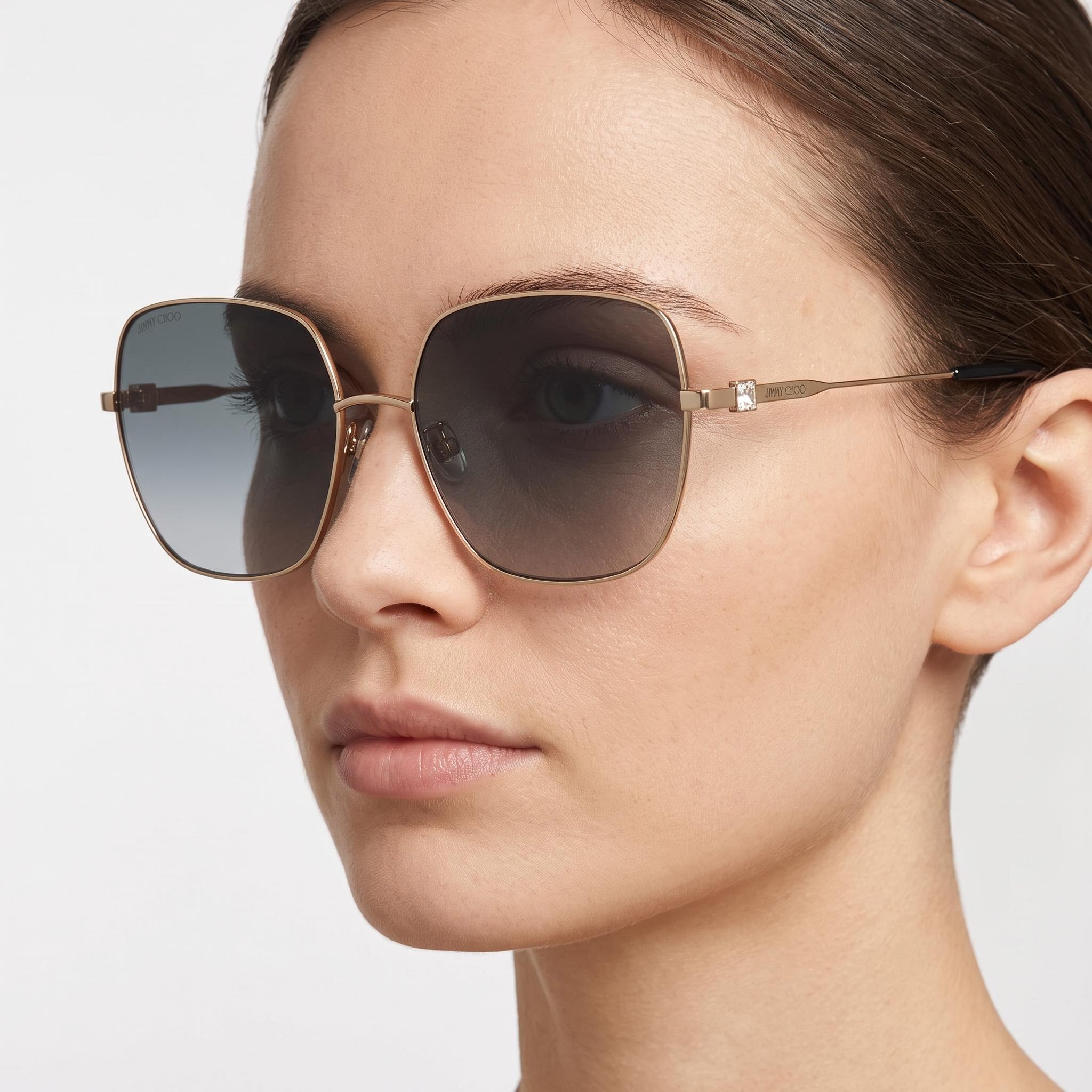 Gafas de sol Jimmy Choo KORI/G/SK para mujer, color dorado y negro, de aleación de acero, forma de mariposa, con degradado gris, 100 % protección UV, 60 mm, Photo 4