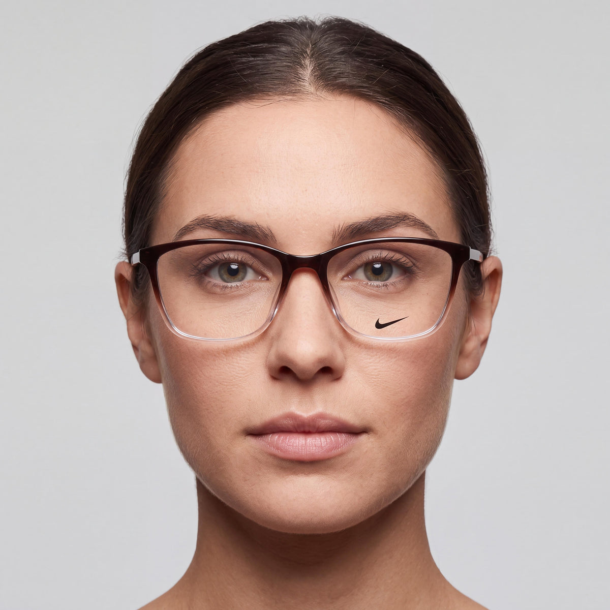Nike 7284 Women's Full Rim Cat Eye Plastic Eyeglass Frames Brown Basalt/Clear Fade 54-16-145, Photo 4