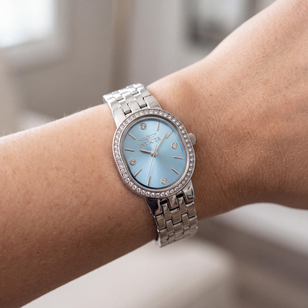 Reloj Invicta Angel 49073 de cuarzo de acero inoxidable para mujer, esfera azul, caja de 20 mm, resistente al agua 3 ATM, Photo 4