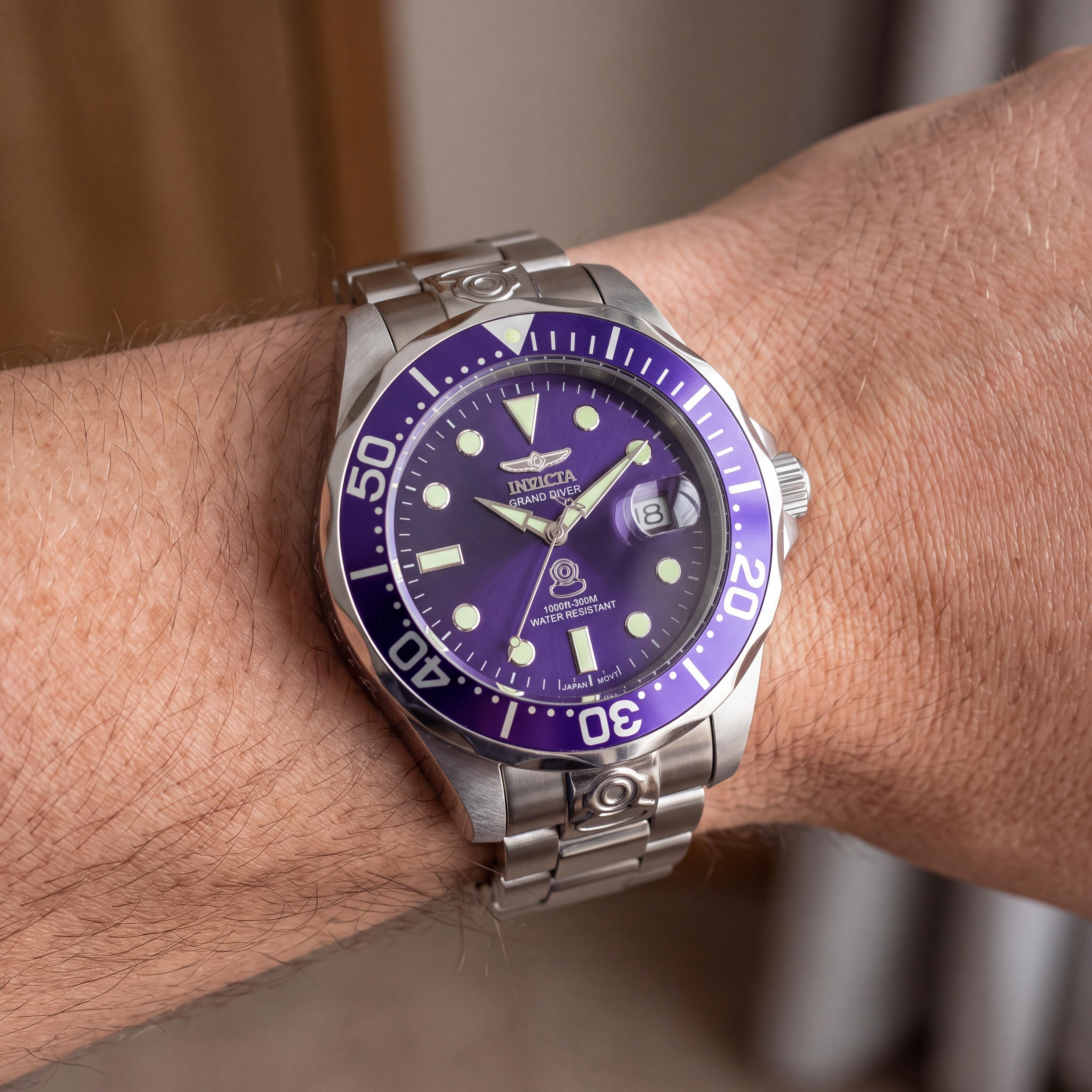 Invicta Men's Grand Diver 3045 Automatic Watch Silver Blue Hardlex Glass 47mm Water Resistant 300m, Photo 4