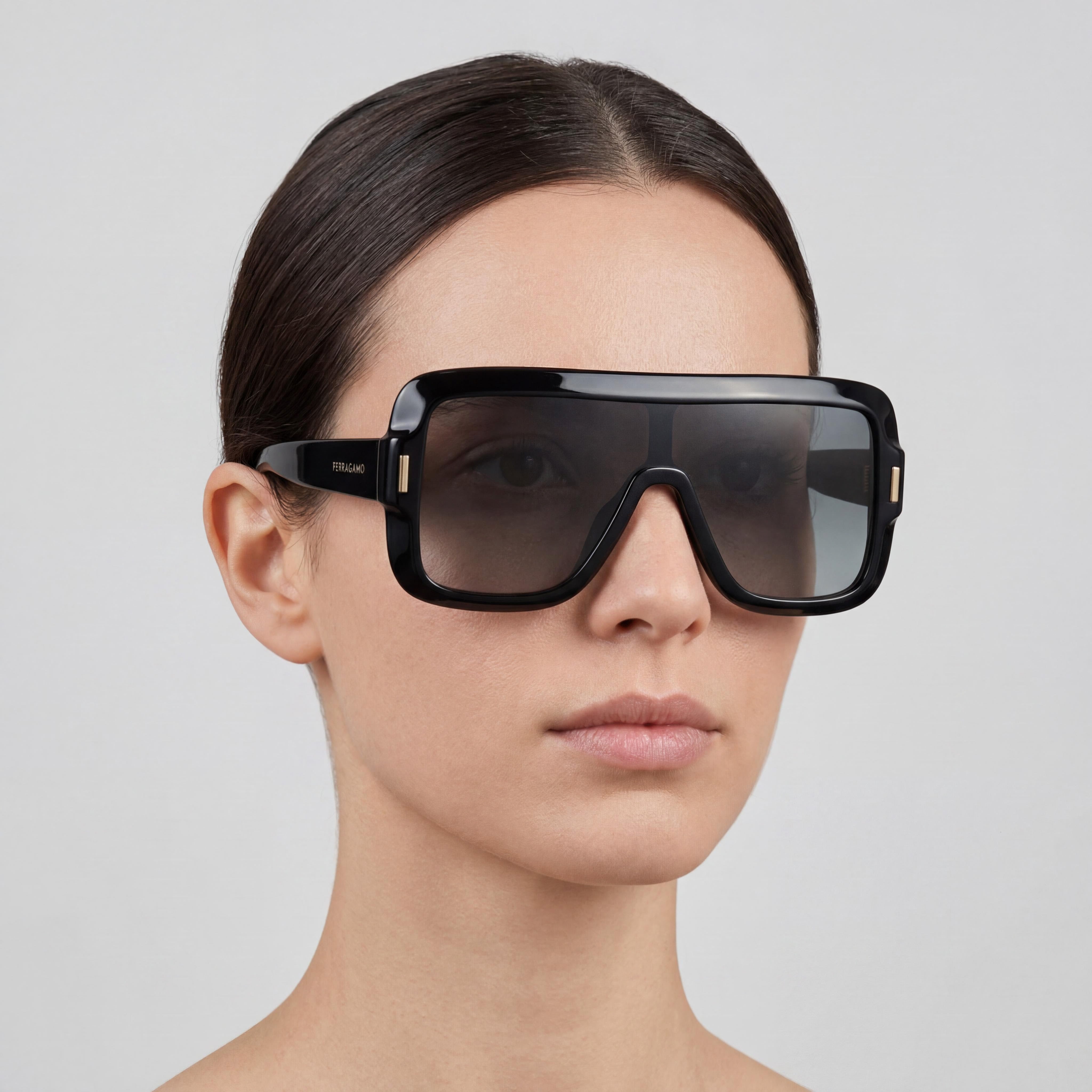 Ferragamo Sf2061se Women's Black Acetate Frame Sunglasses, UV 400 Protection, 55mm Lens, Photo 5