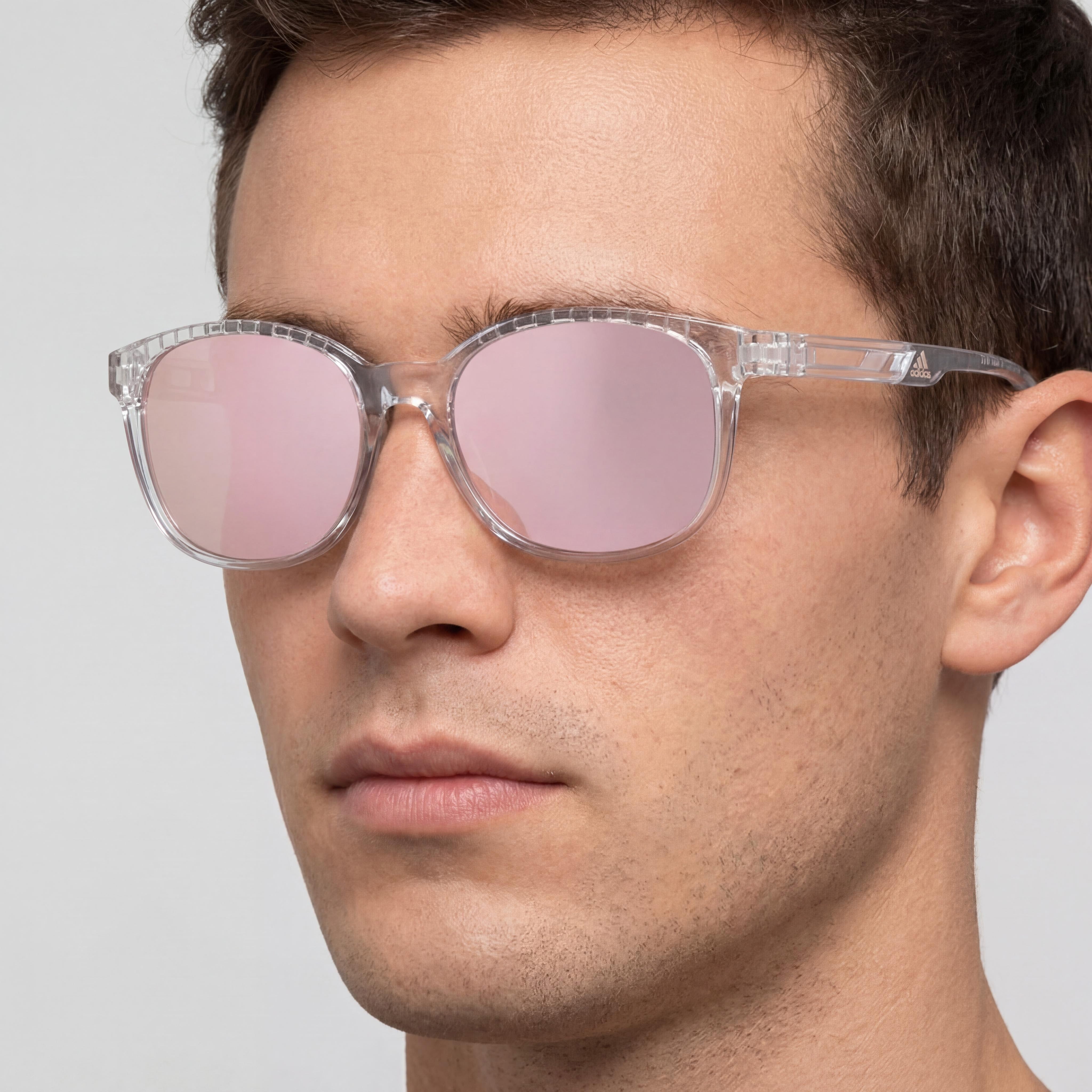 Gafas de sol unisex adidas SP0011 con montura de plástico cristal, lentes marrones espejadas no polarizadas, protección UV, 58 mm, Photo 4