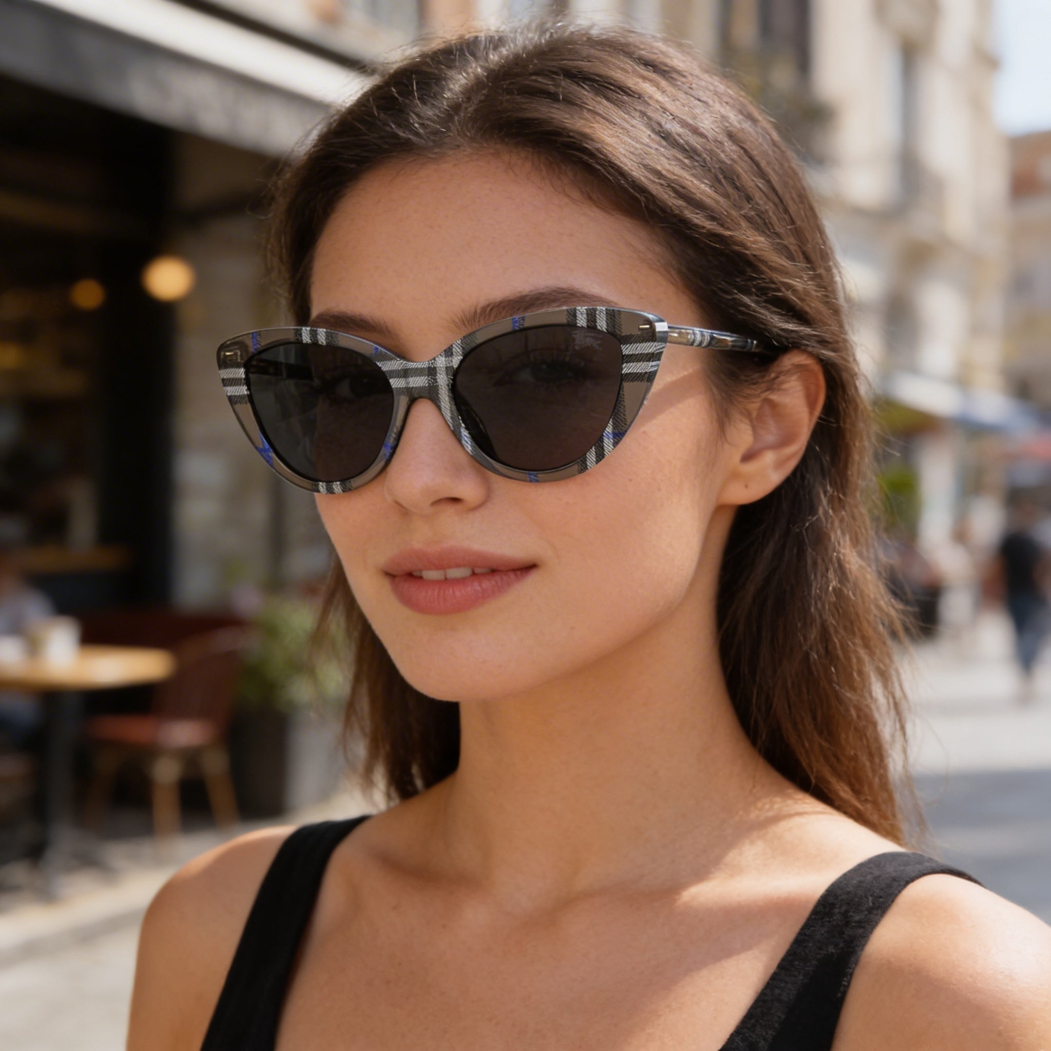 BURBERRY BE4457 Gafas de sol unisex con montura de acetato gris oscuro en forma de ojo de gato, no polarizadas, 55 mm, Photo 4