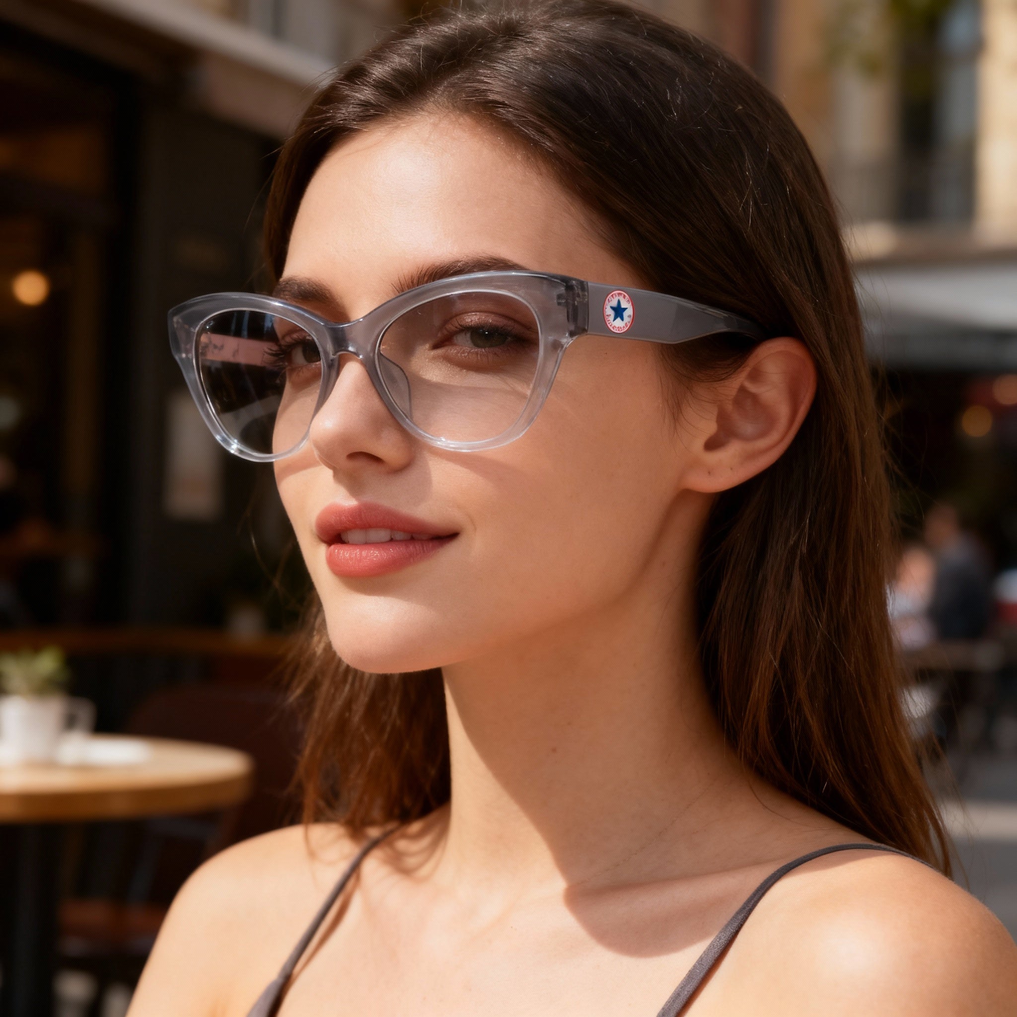 Converse CV5003 Modern Women's Acetate Frame Eyeglasses in Crystal Light Carbon, 52mm Lens Width, Photo 2