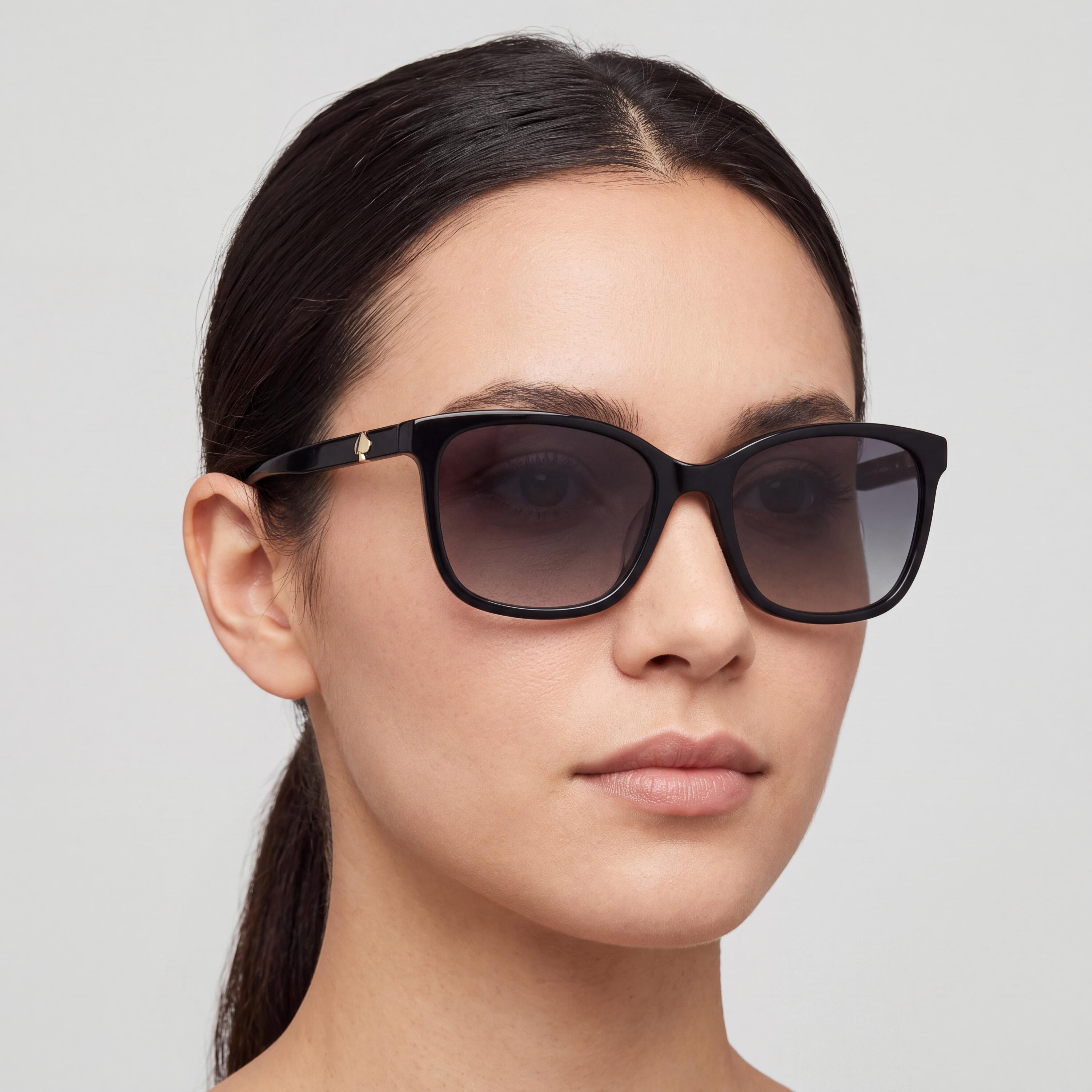 Gafas de sol rectangulares para mujer Kate Spade New York Tabitha/S, negras y doradas, de acetato con lentes polarizadas grises, 100 % UV, de 53 mm, Photo 4